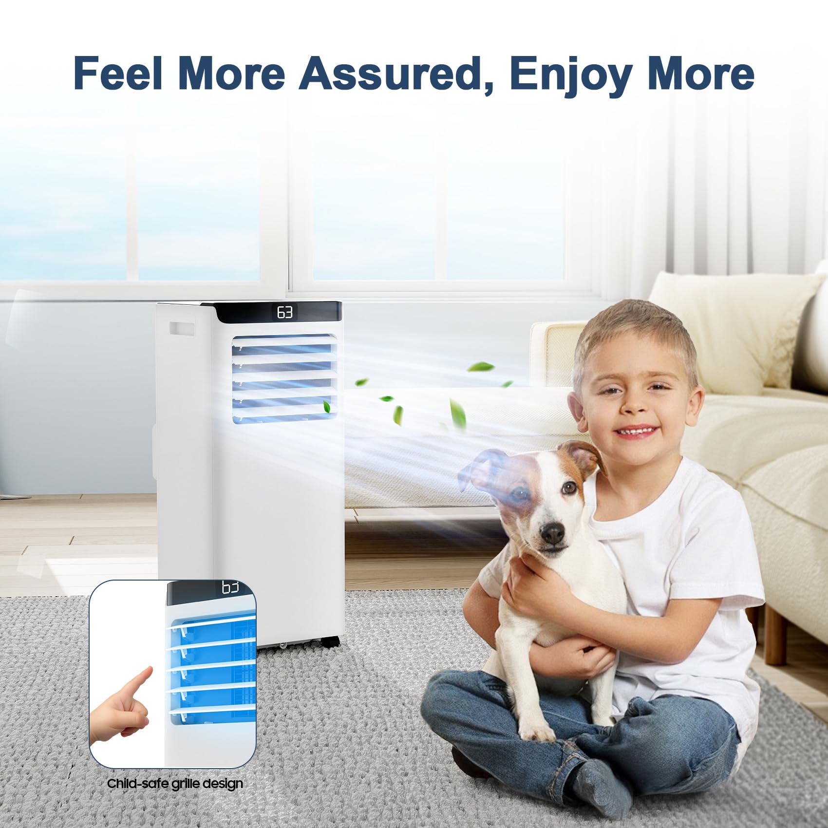 8,000 BTU Portable Air Conditioner for Rooms Up to 360 Sq.Ft - Compact AC Unit with Remote Control, 4 Modes & Window Mount Kit - Perfect for Bedrooms, Offices & Small Spaces (Model 8000-07B)
