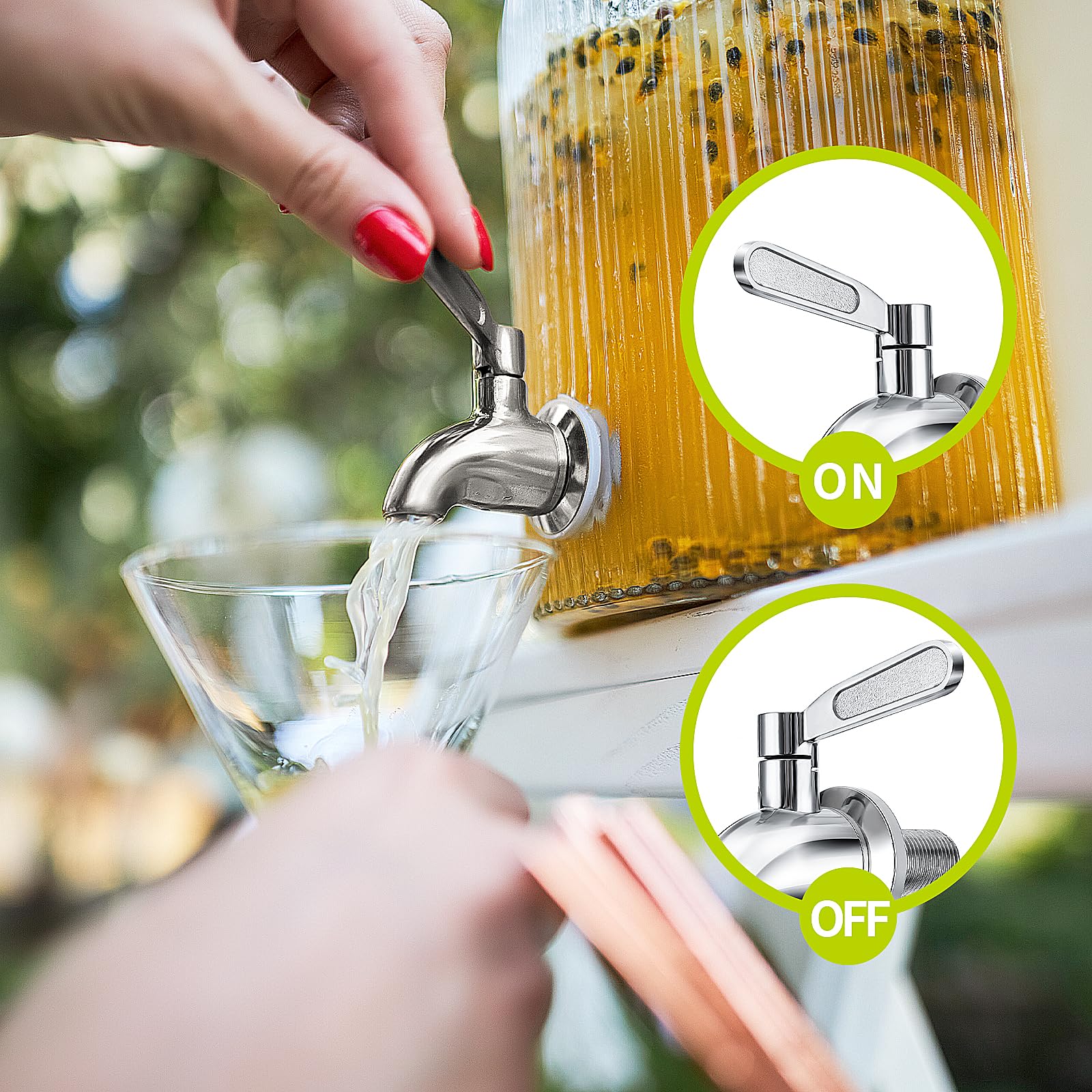 Stainless Steel Beverage Dispenser Spigot - No Leak Water Spout Tap for Drink Buckets, Glass Jugs & Water Dispensers - Perfect for Parties, Camping & Home Use