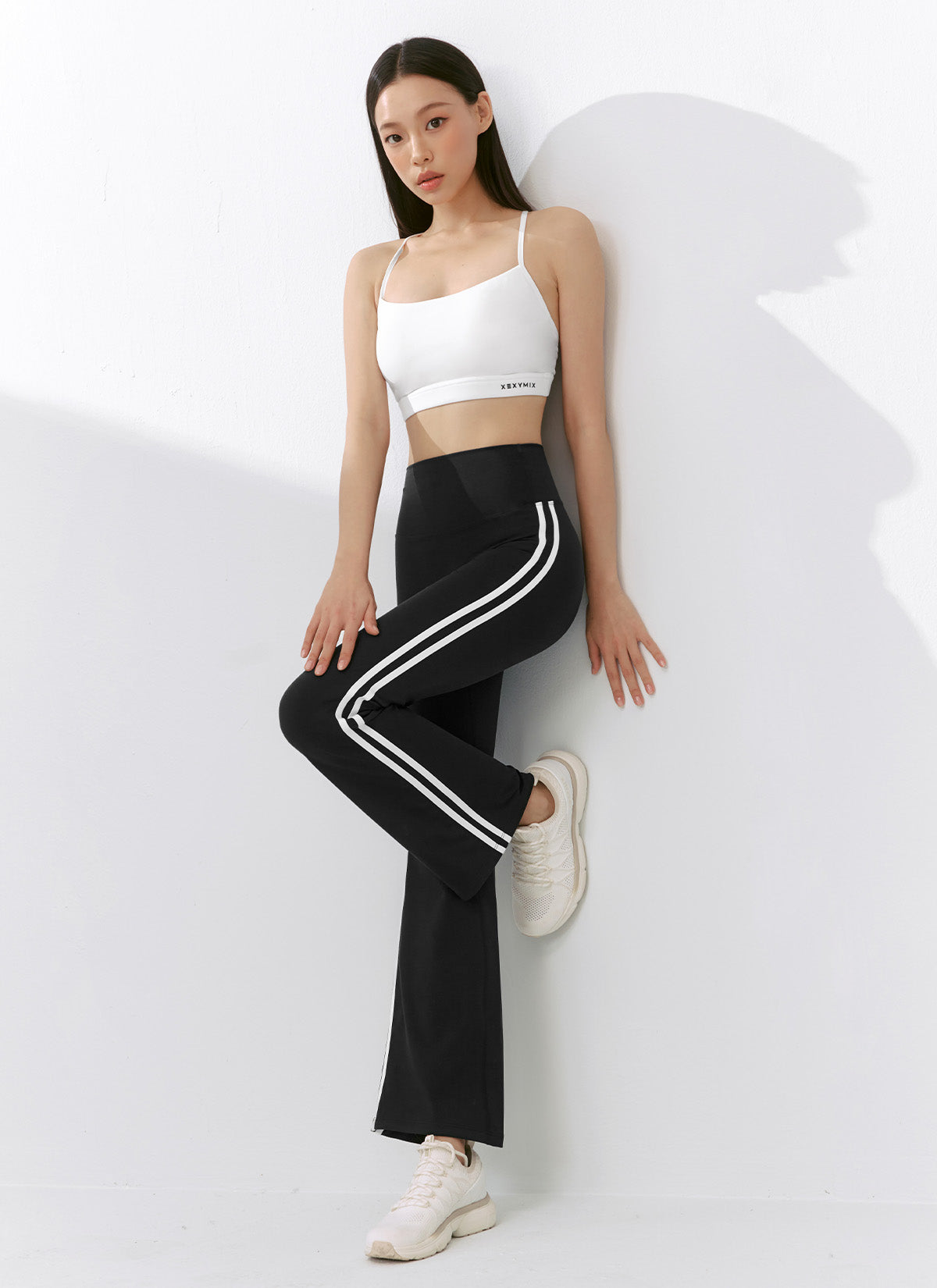 Comfort Fine Track Line Boots Cut Leggings - Women's High Waisted Yoga Pants for Running, Workout & Casual Wear