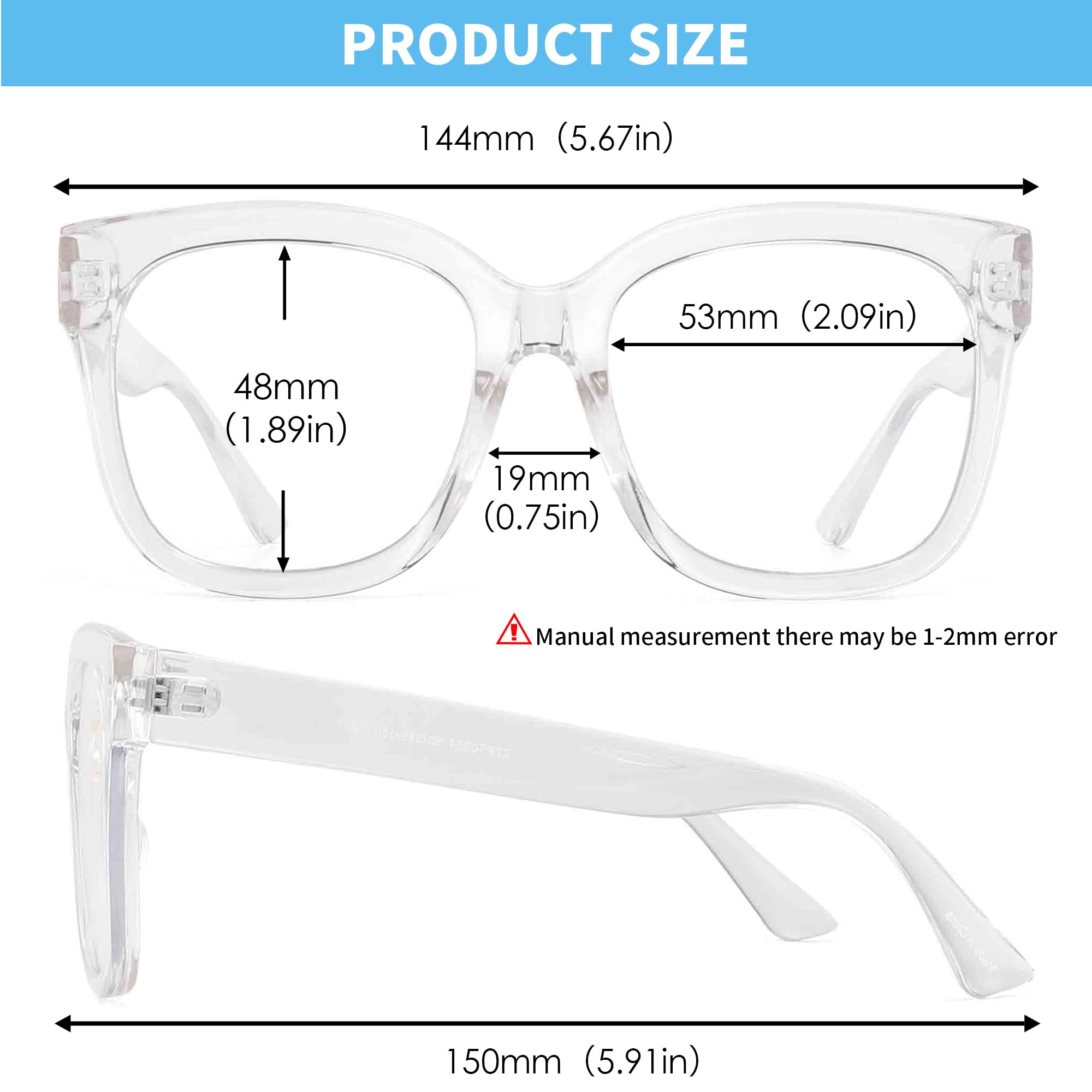 JIM HALO Oversized Blue Light Blocking Glasses for Women - Square Chunky Computer Glasses to Reduce Eye Strain & Fatigue - Perfect for Gaming, Working & Screen Time