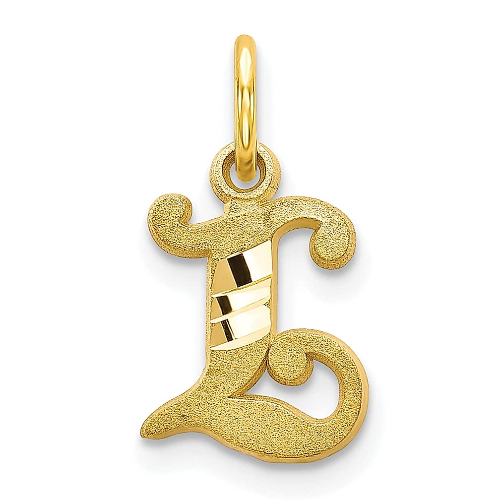 10k Yellow Gold Initial Monogram Letter L Charm Necklace for Women - Personalized Name Pendant Fine Jewelry - Perfect Birthday, Anniversary & Valentine's Day Gift for Her - Elegant Everyday Wear & Special Occasions