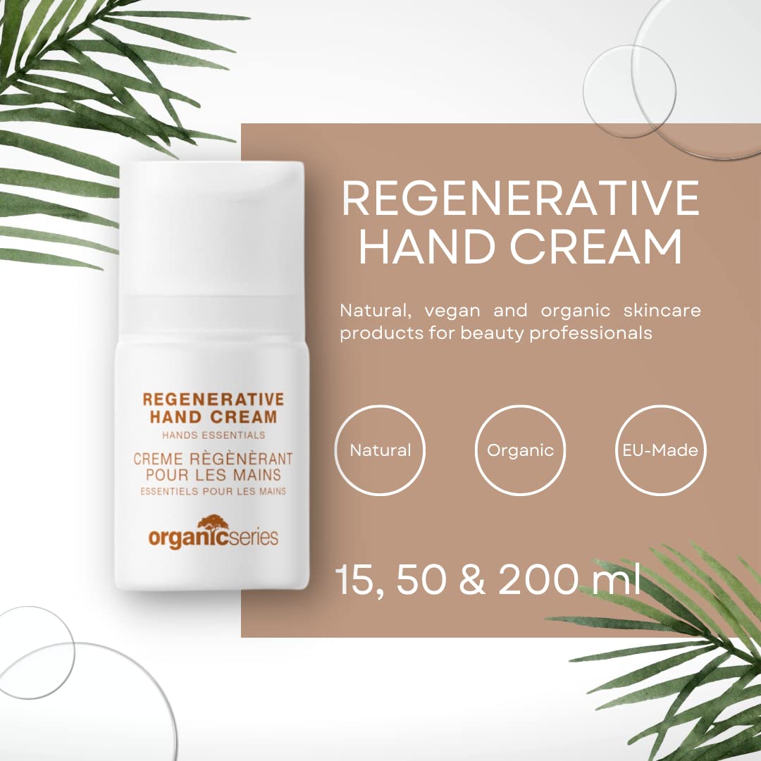 Organic Regenerative Hand Cream 50ml - Natural Vegan Skincare for Dry Hands, Moisturizing & Rejuvenating - Perfect for Daily Hydration & Night Repair