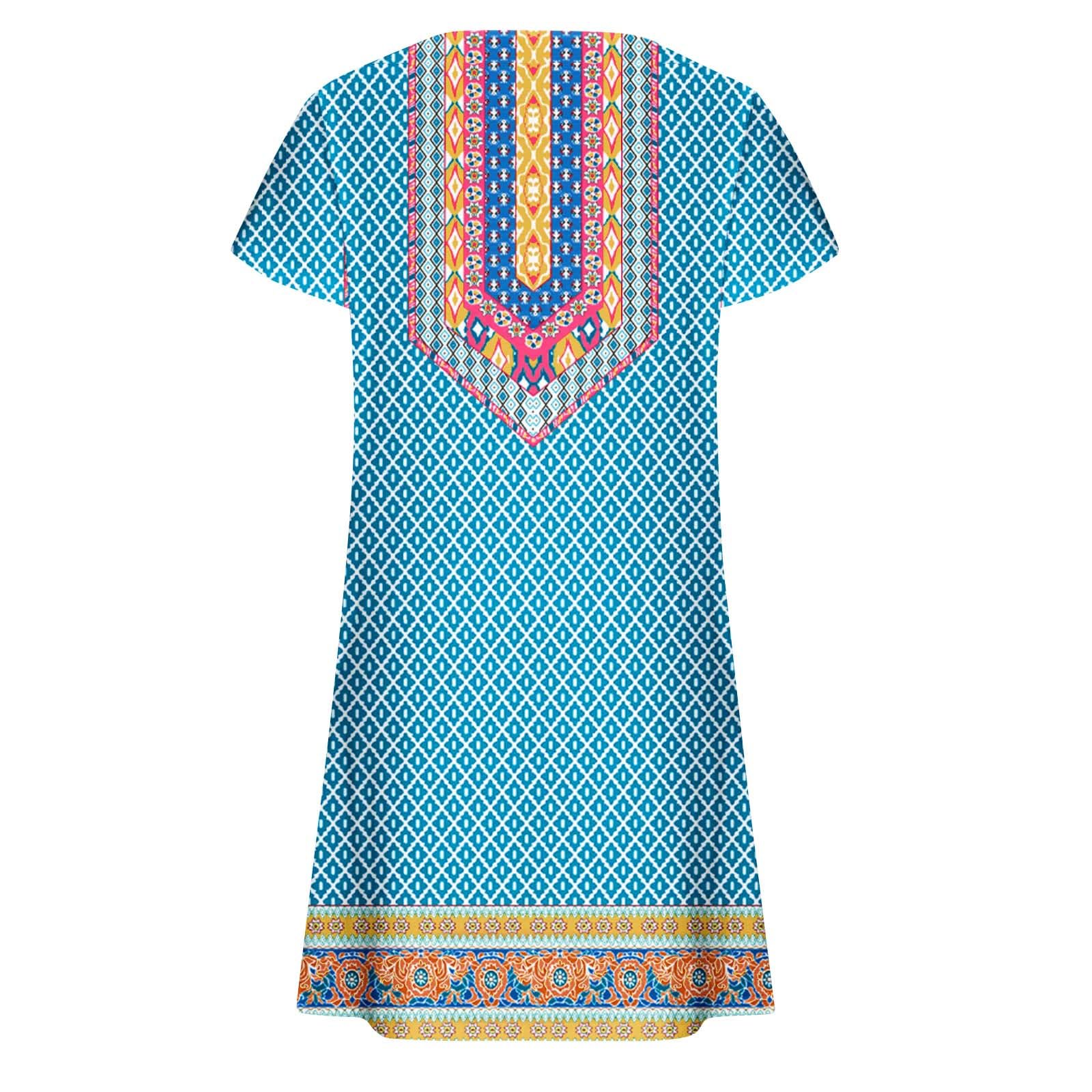 2024 Women's Floral Print Summer Sundresses - Loose Fit Short Sleeve T-Shirt Beach Dress with Pockets | Casual Wear, Vacation Outfits & Outdoor Activities