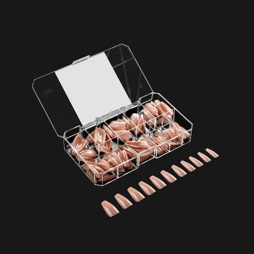 Apres Gel X Neutral Lila Natural Nail Tips - 150pc Medium Coffin Shape for DIY Manicure & Salon Use | Soft Pink Nude False Nails for Wedding, Party & Everyday Wear