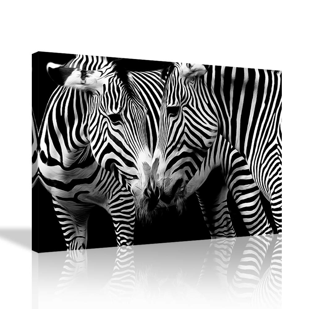 Vintage Black and White Zebra Print Canvas Painting - Handmade Wall Art for Living Room, Bedroom & Office Decor | Perfect Home Decoration Gift