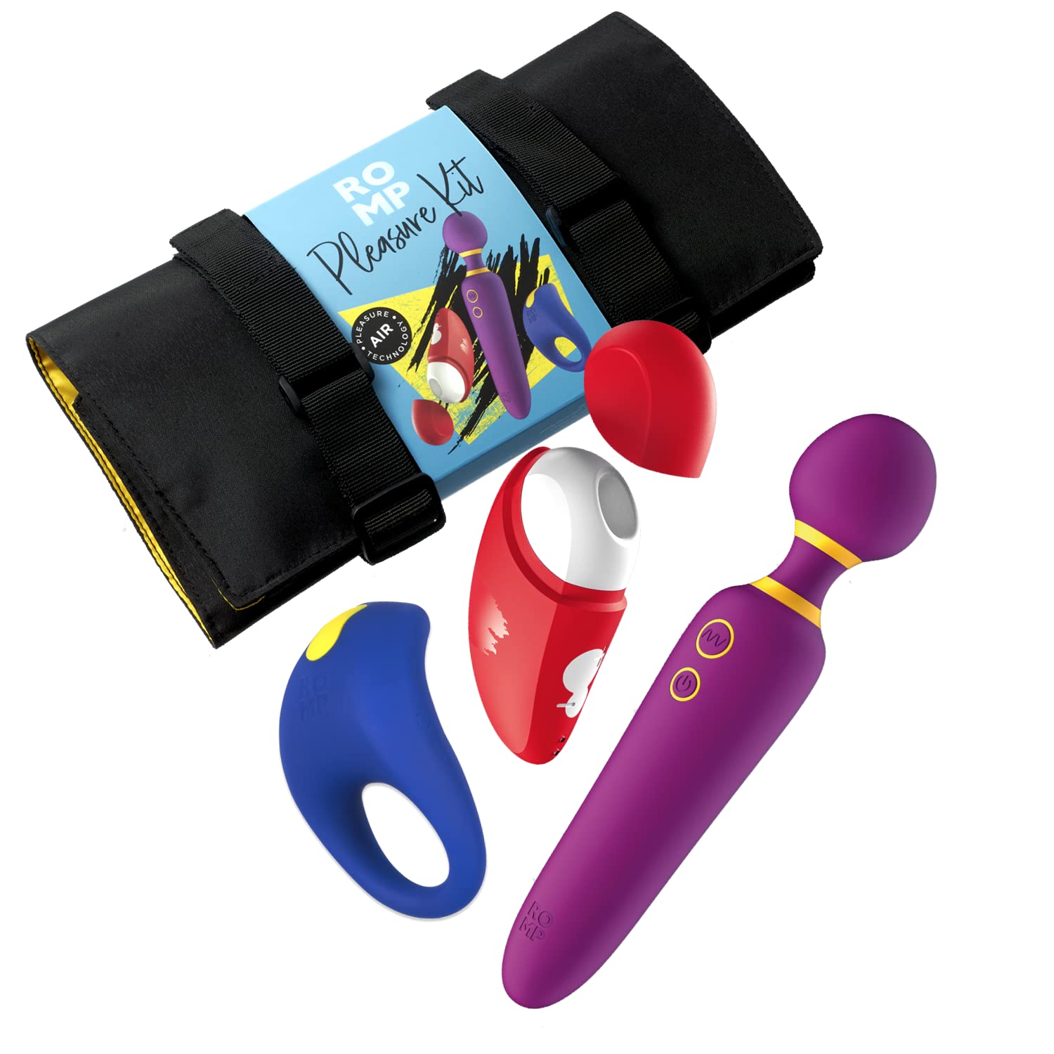 ROMP Pleasure Kit Sex Toy Set - 3X Vibrator for Women & Couples, Clit Stimulator, Personal Wand Massager, Vibrating Cock Ring for Men | Waterproof Adult Toys | Perfect for Couples Play, Solo Pleasure & Romantic Gifts