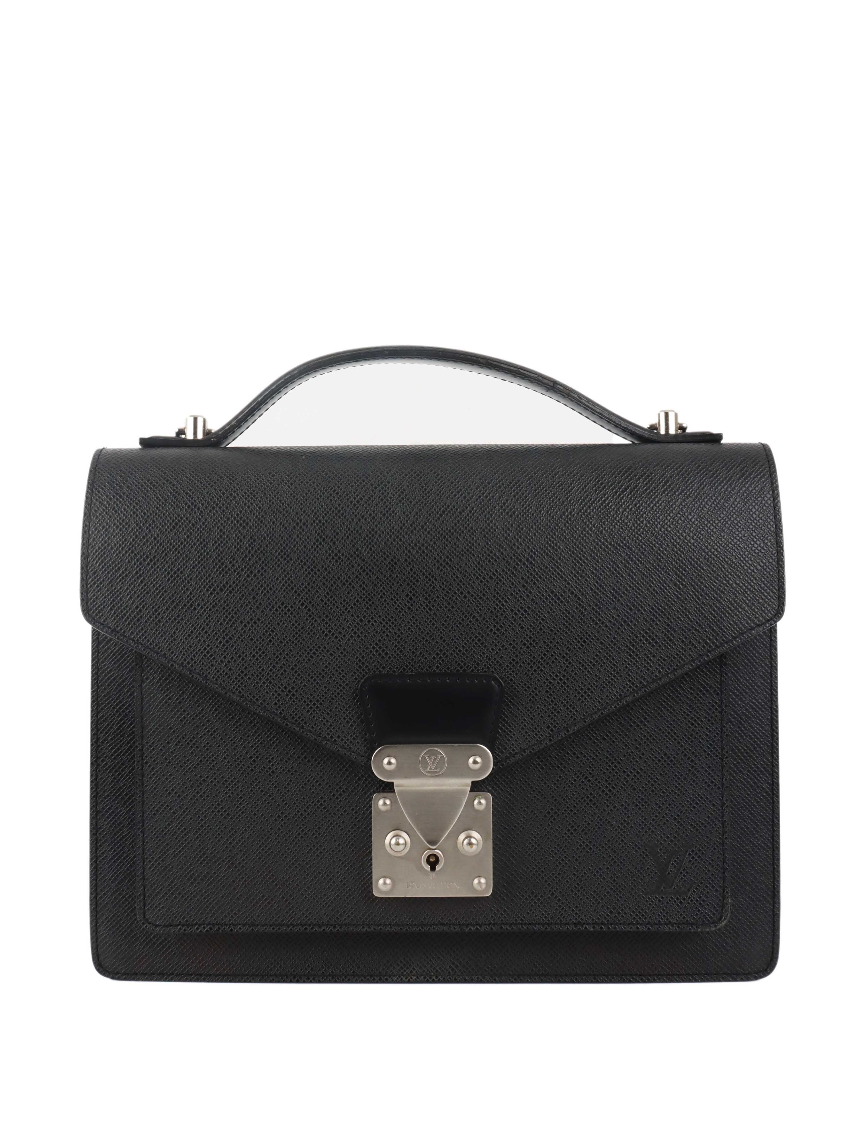 Authentic Louis Vuitton Black Vintage Monceau Messenger Bag for Men & Women | Genuine Leather Crossbody Shoulder Bag | Perfect for Work, Travel & Daily Use