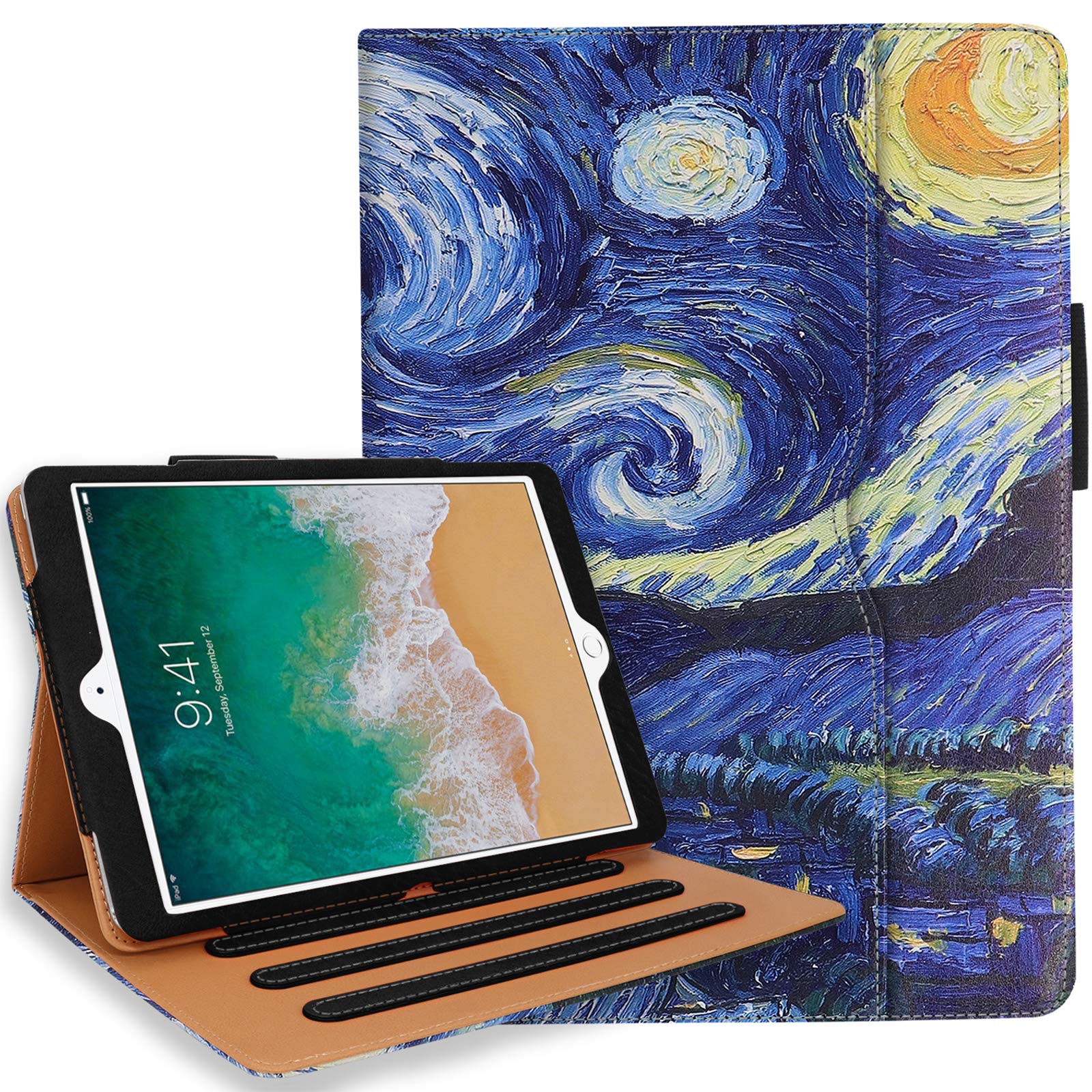 Premium iPad Pro 10.5 Case & iPad Air 3 Case with Pencil Holder - Multi-Angle Stand, Hand Strap, Auto Sleep/Wake | Protective Cover for iPad Air 3rd Generation & iPad Pro 10.5 (Starry Night Design) | Perfect for Work, Study & Travel