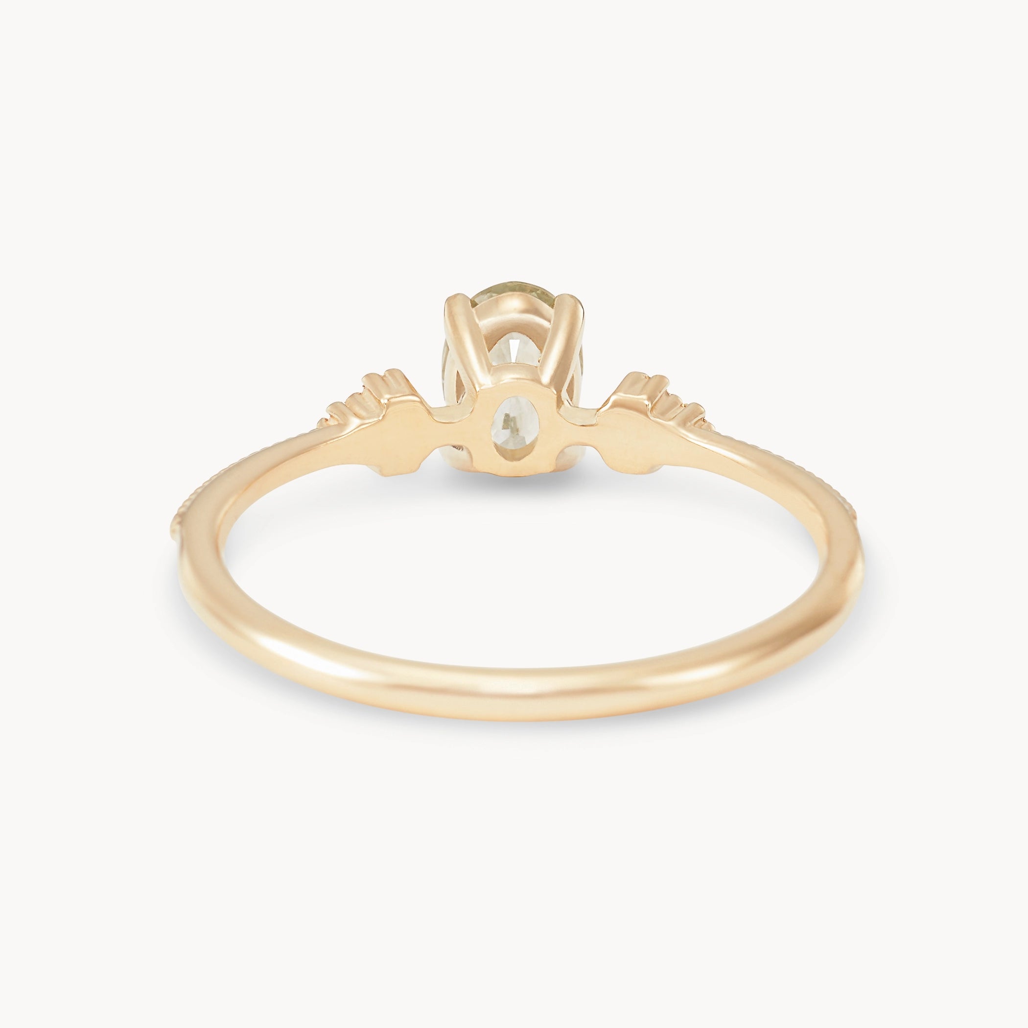 Starlit Whisper Unique 14K Yellow Gold Oval Green Sapphire Ring – Perfect for Engagement, Anniversary & Special Occasions