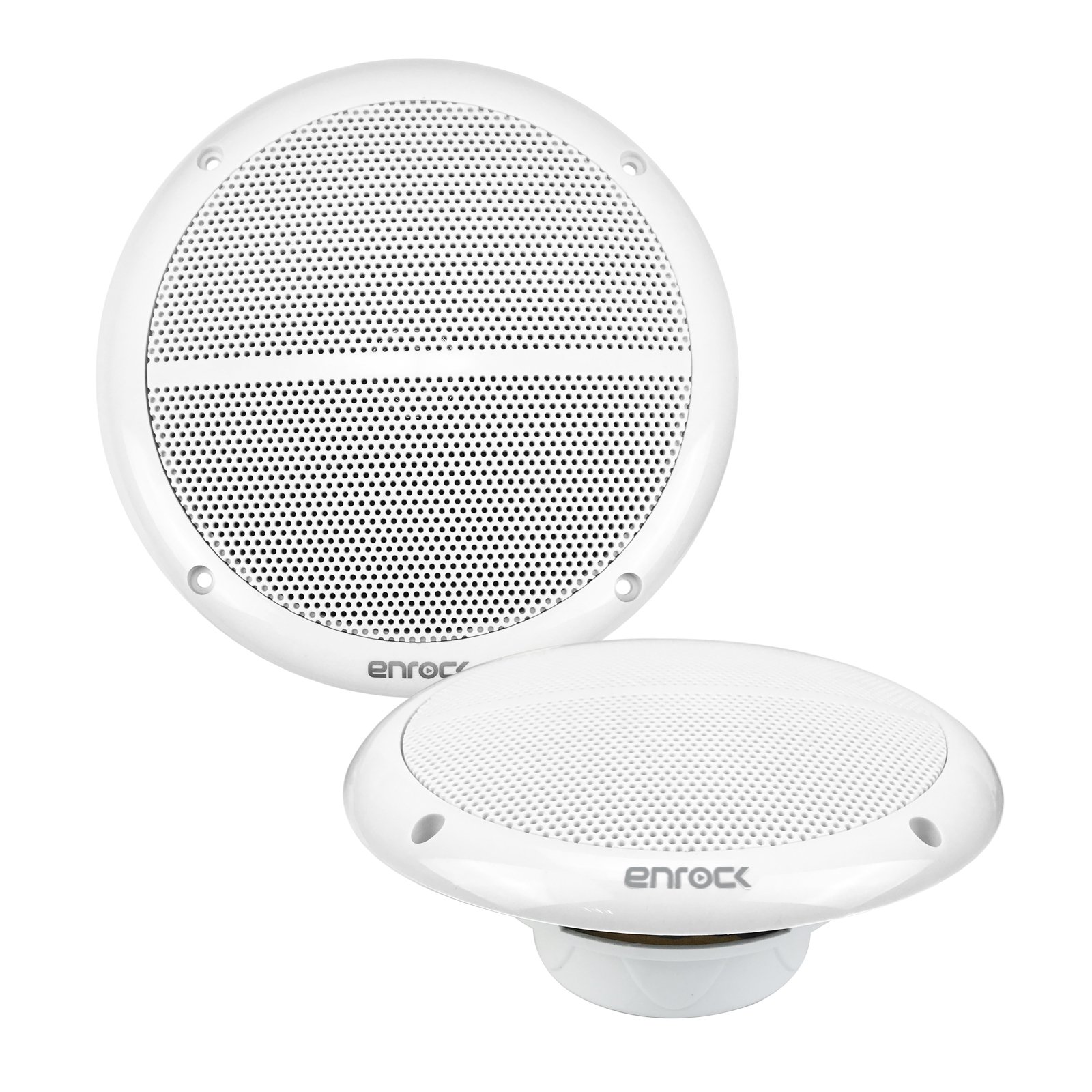 Enrock Bluetooth AUX AM FM Round Marine Radio Bundle with 400W Boat Amplifier & 4x 6.5
