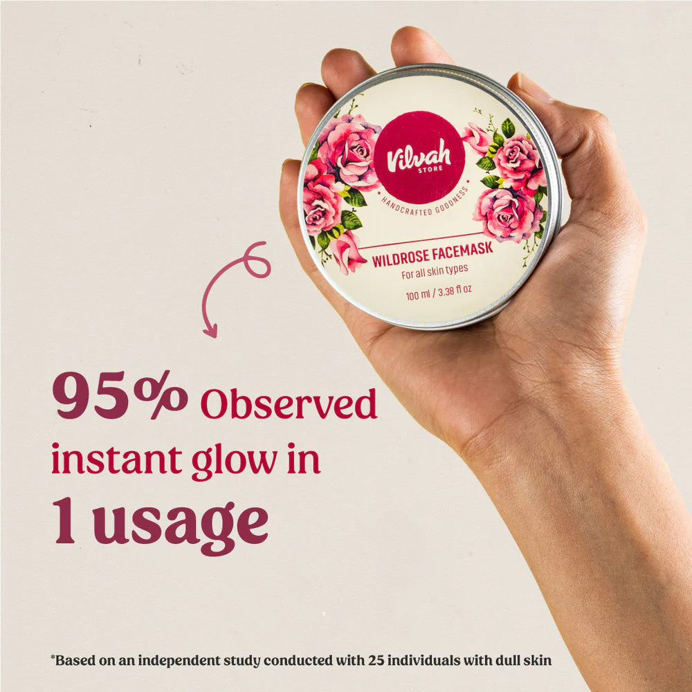 Organic Wild Rose Hydrating Face Mask for Glowing Skin - Natural Skincare for Dry & Sensitive Skin - Perfect for Spa Nights & Self-Care Routines