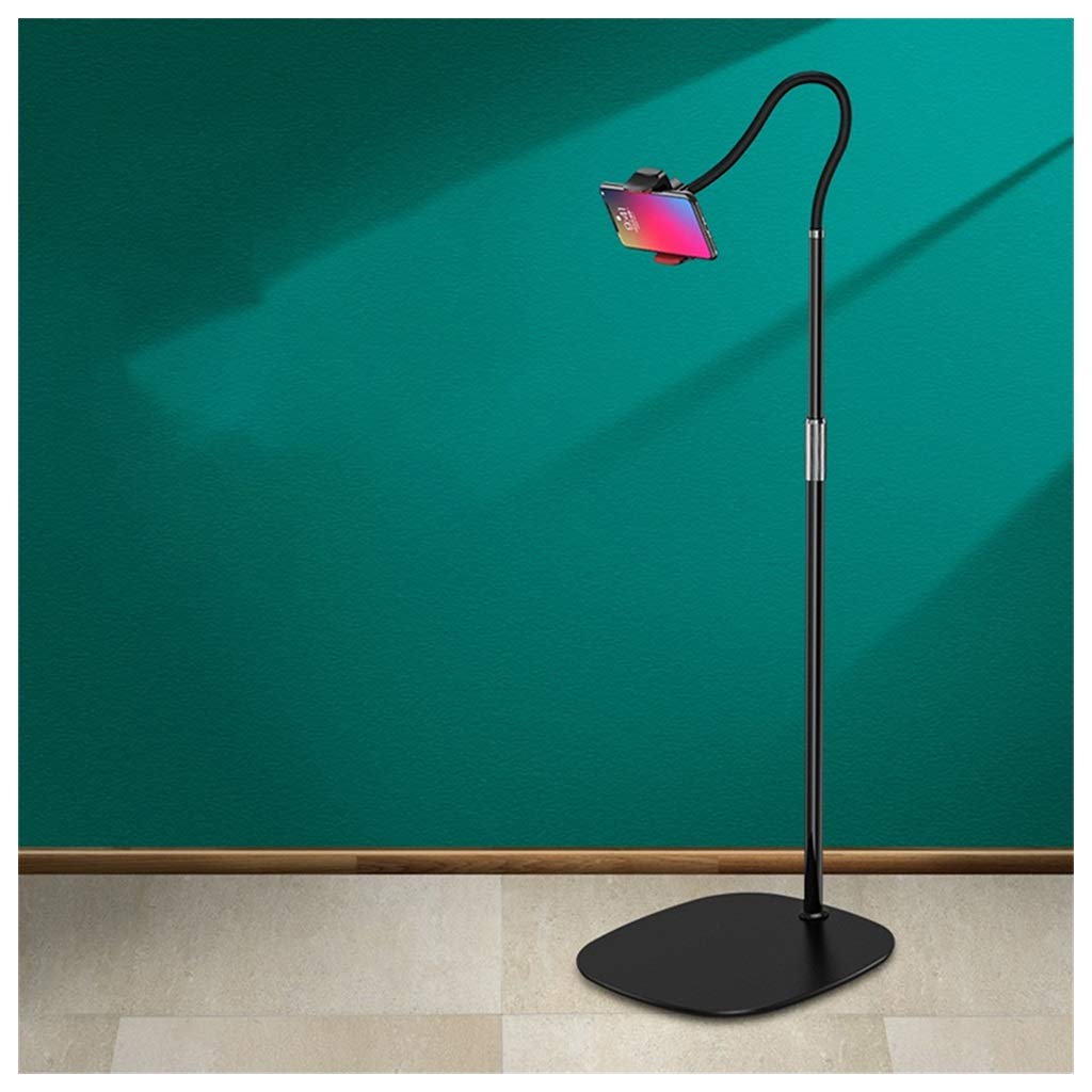 Adjustable Gooseneck Tablet Stand for 3.5-11 Inch Devices - Flexible Floor Phone & Tablet Holder with Multi-Angle Viewing - Perfect for Reading, Watching Videos & Hands-Free Use (Black, 160cm)