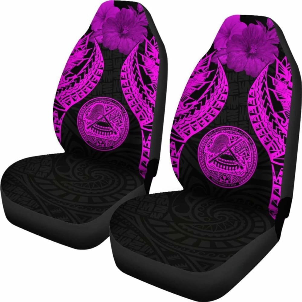Premium American Samoa Polynesian Car Seat Covers - Pride Seal & Hibiscus Pink Design (232125) | Durable & Stylish Protection for Cars, Trucks & SUVs | Perfect for Tropical-Themed Vehicles & Island Lifestyle Enthusiasts