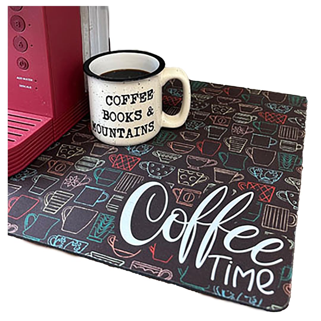 Premium Coffee Mat Placemat for Coffee Maker & Espresso Machine - 2 Sizes (12x18 & 15x20) - Washable, Non-Slip Spill Mat - USA Made - Perfect for Coffee Bars, Kitchen Countertops & Office Break Rooms