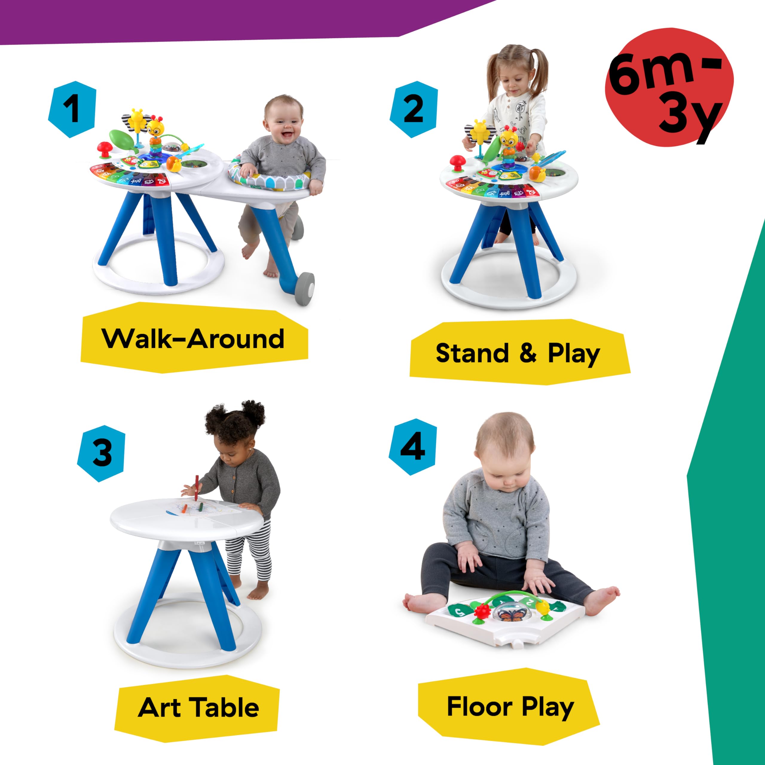 Baby Einstein 4-in-1 Walker & Activity Center for Toddlers (6+ Months) - Play & Learn