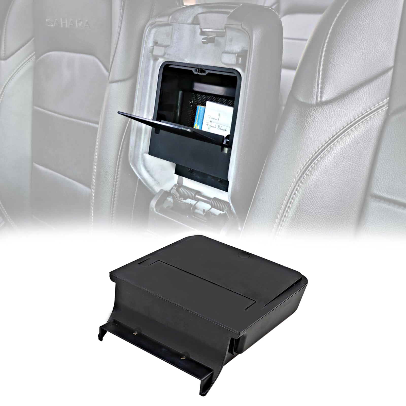 Jeep Wrangler JL JT Hidden Storage Console Box (2018-2025) - Black Center Console Organizer with One-Touch Design | Fits 2/4-Door Models & 4XE Accessories | Perfect for Off-Road Gear & Car Essentials Storage
