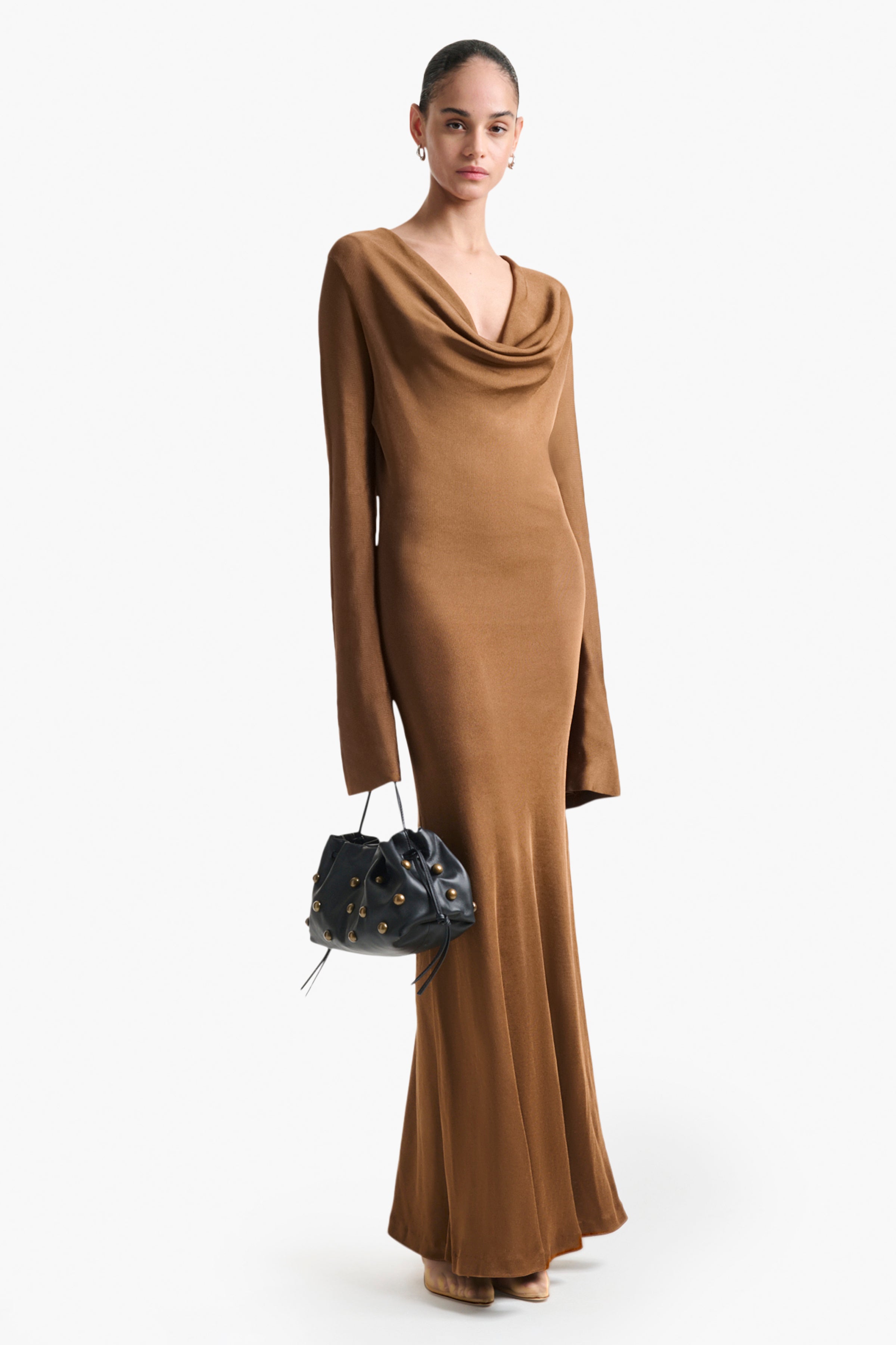 Milda Women's Saddle Brown Dress - Elegant A-Line Flowy Summer Dress for Casual Wear, Office & Special Occasions