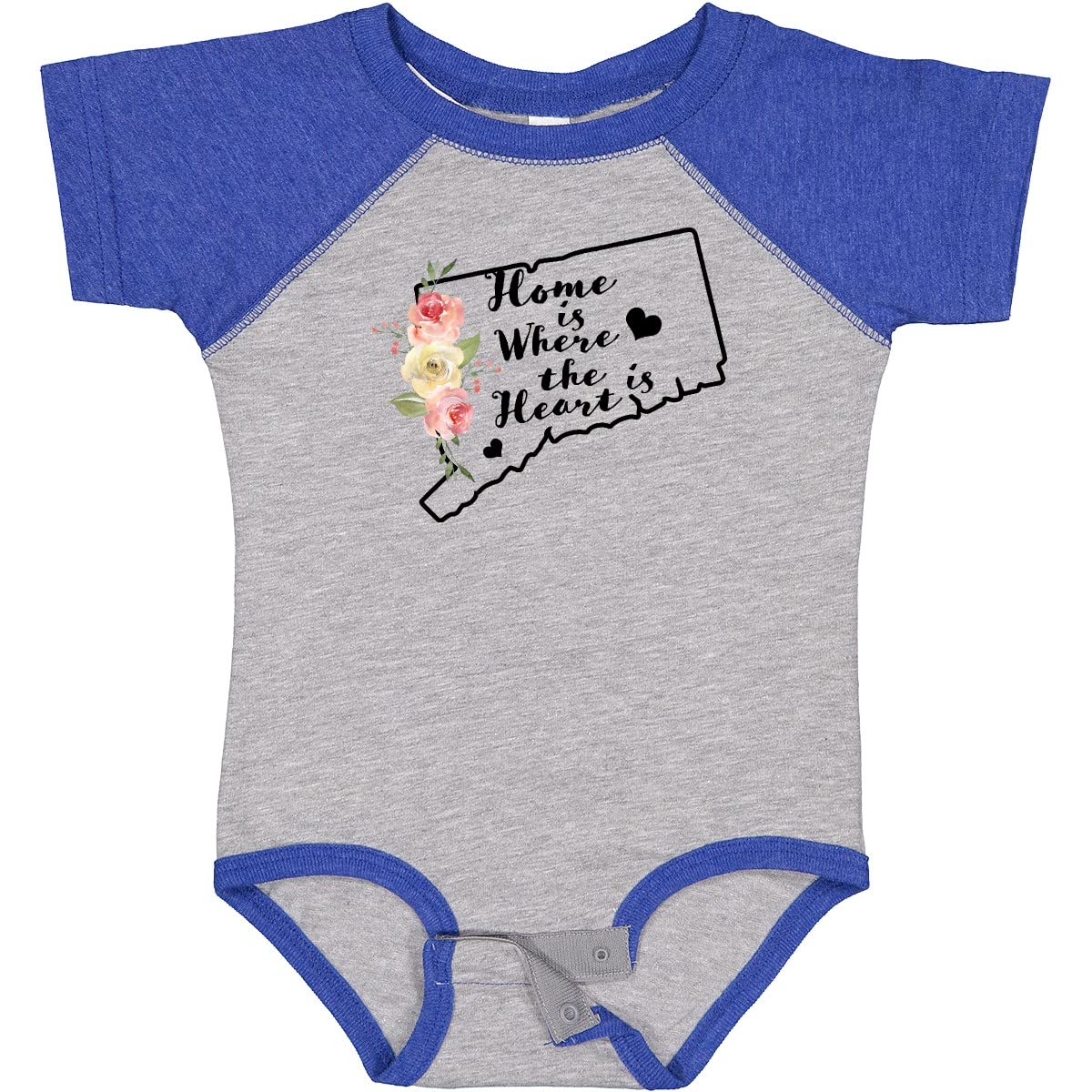 Inktastic Connecticut Home is Where The Heart is Watercolor Baby Bodysuit - Soft Cotton Onesie for Newborns, Infants & Toddlers - Perfect for Family Photos, Holidays & Everyday Wear