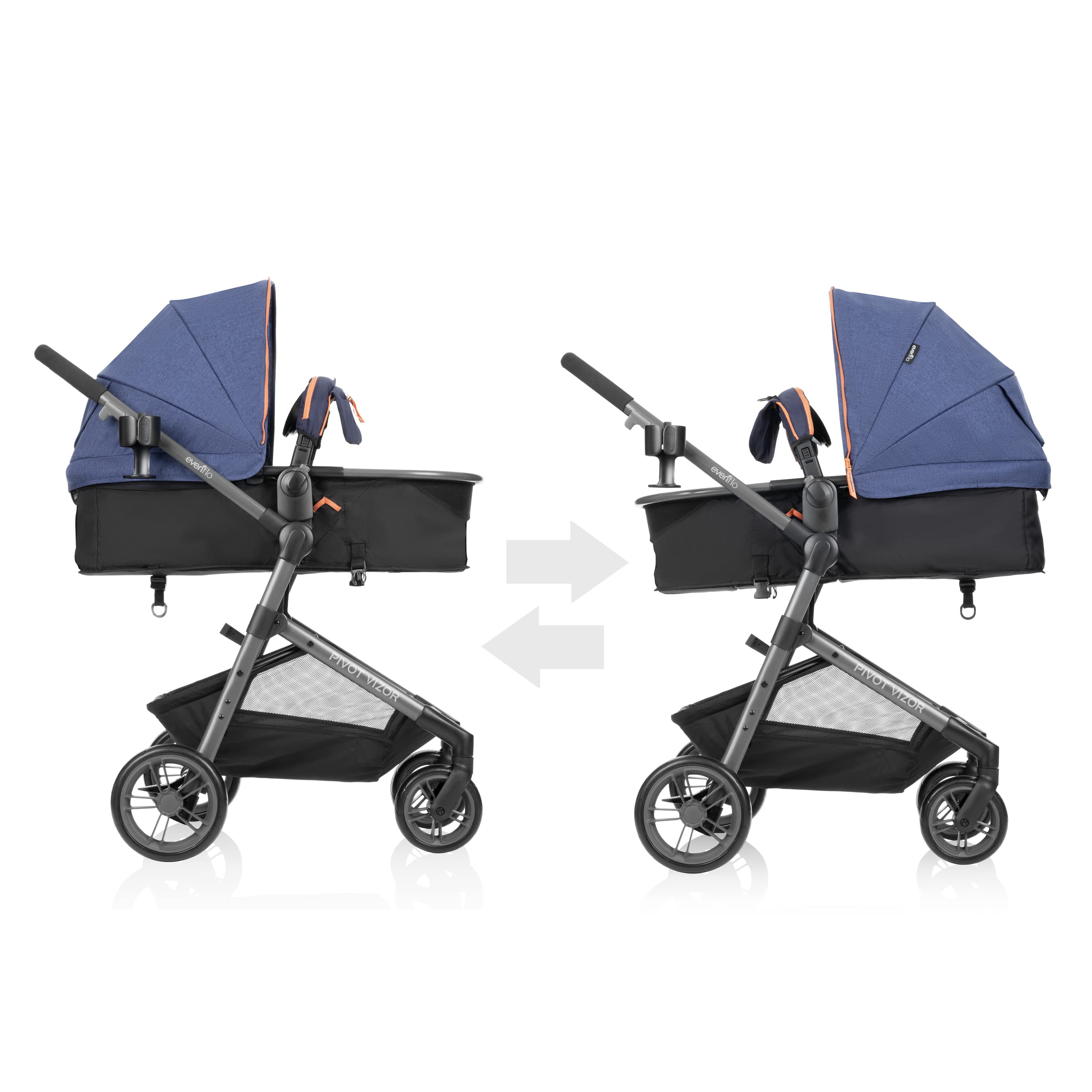 Evenflo Pivot Vizor Travel System with LiteMax Infant Car Seat - Stroller & Car Seat Combo for Newborns to Toddlers (Promenade Blue) | Perfect for Daily Walks, Shopping & Family Outings