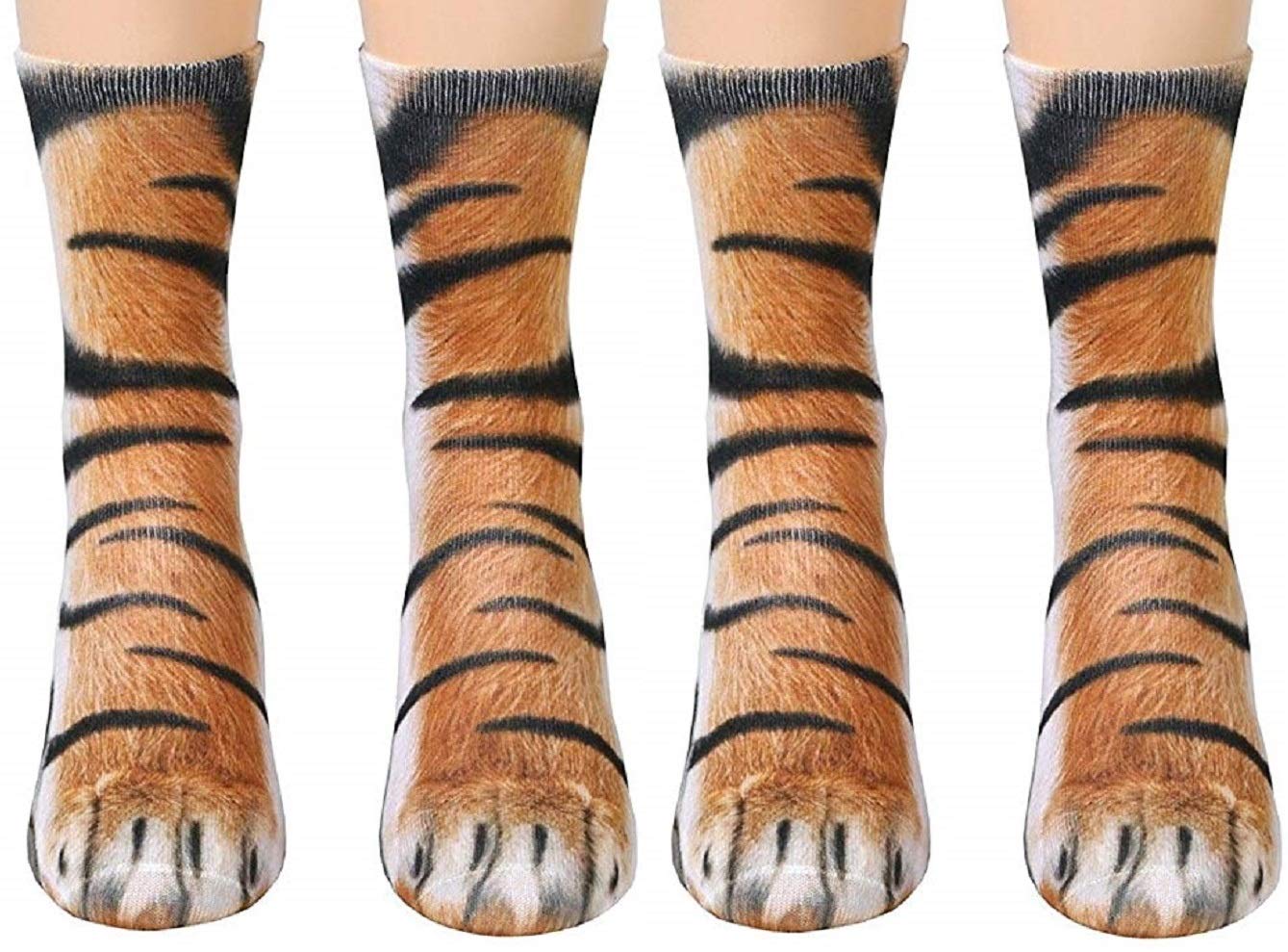 Funny 3D Animal Paw Socks - Cute Cat Tiger Dog Crew Socks for Men & Women | Novelty Gifts for Pet Lovers | Perfect for Cosplay, Halloween & Casual Wear