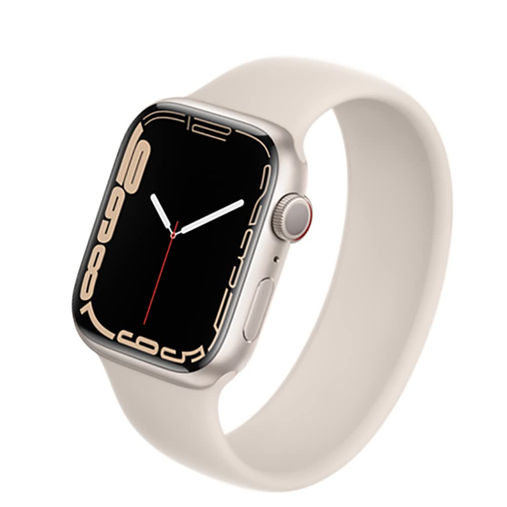 Solo Loop Band Compatible with Apple Watch 38mm 40mm 41mm 42mm 44mm 45mm - Sport Elastic Silicone Watch Strap for Women & Men - Replacement Wristband for iWatch Series 7/6/5/4/3/2/SE - Starlight Color - Perfect for Workouts, Running & Everyday Wear