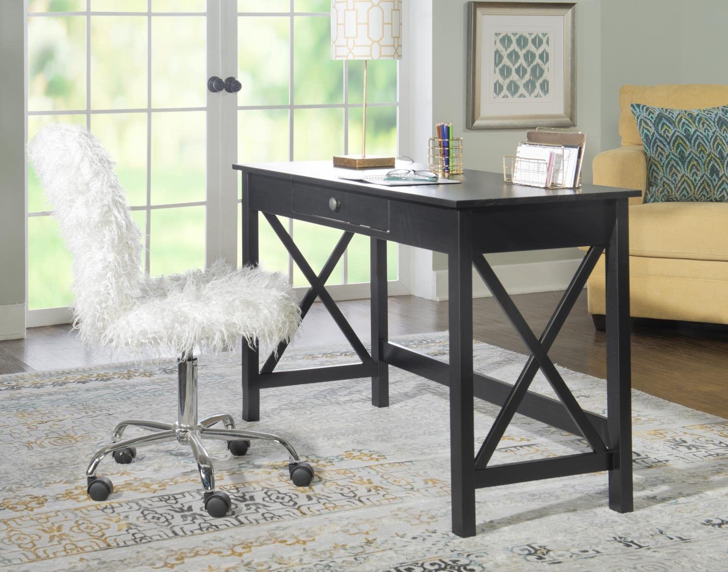 Linon Davis Black Laptop Desk - Portable for Home Office & Bed