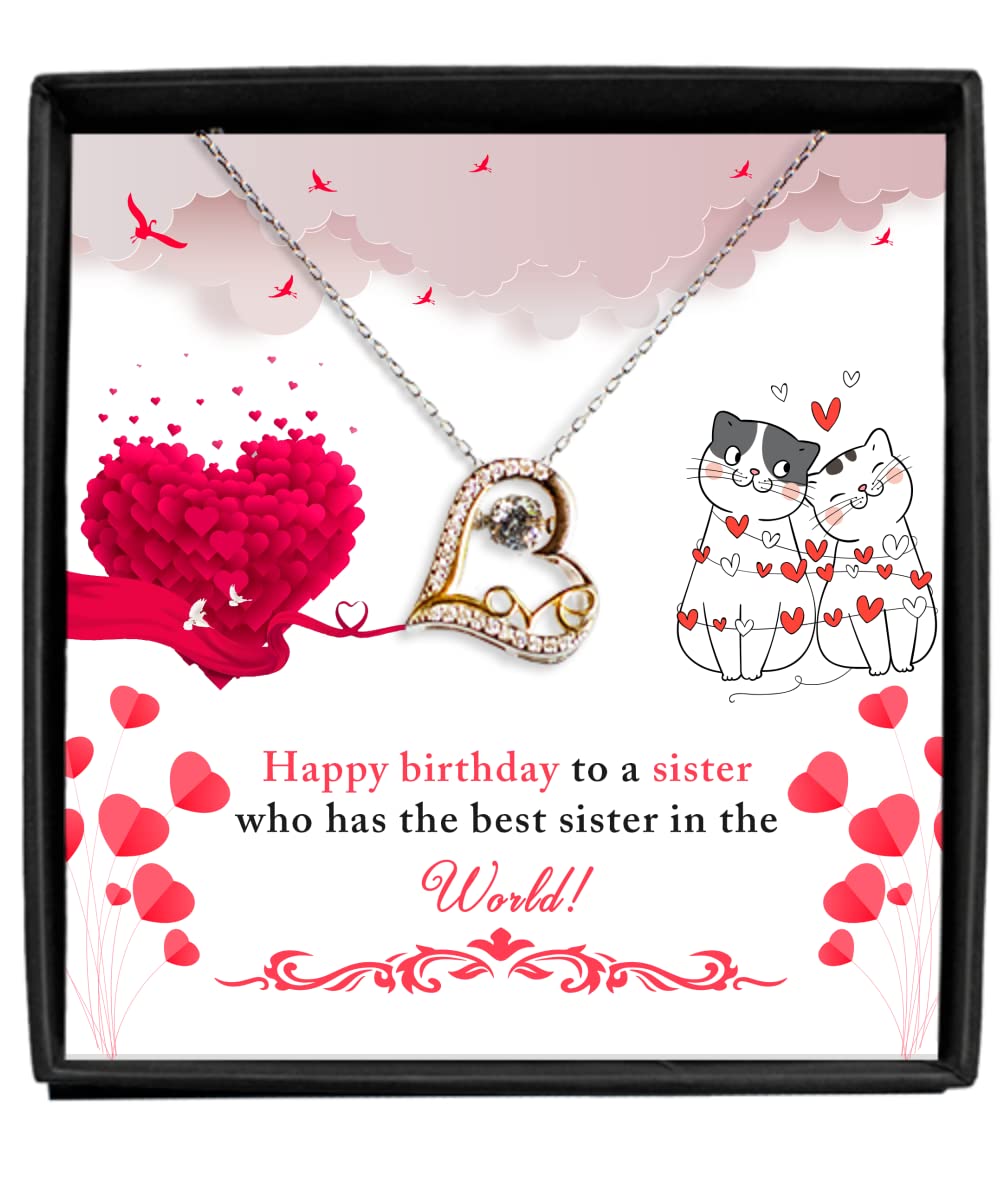Best Sister in The World Necklace - Dancing Heart Pendant Jewelry for Women - Unique Birthday Gift for Sister - Perfect for Dancing Parties & Special Occasions