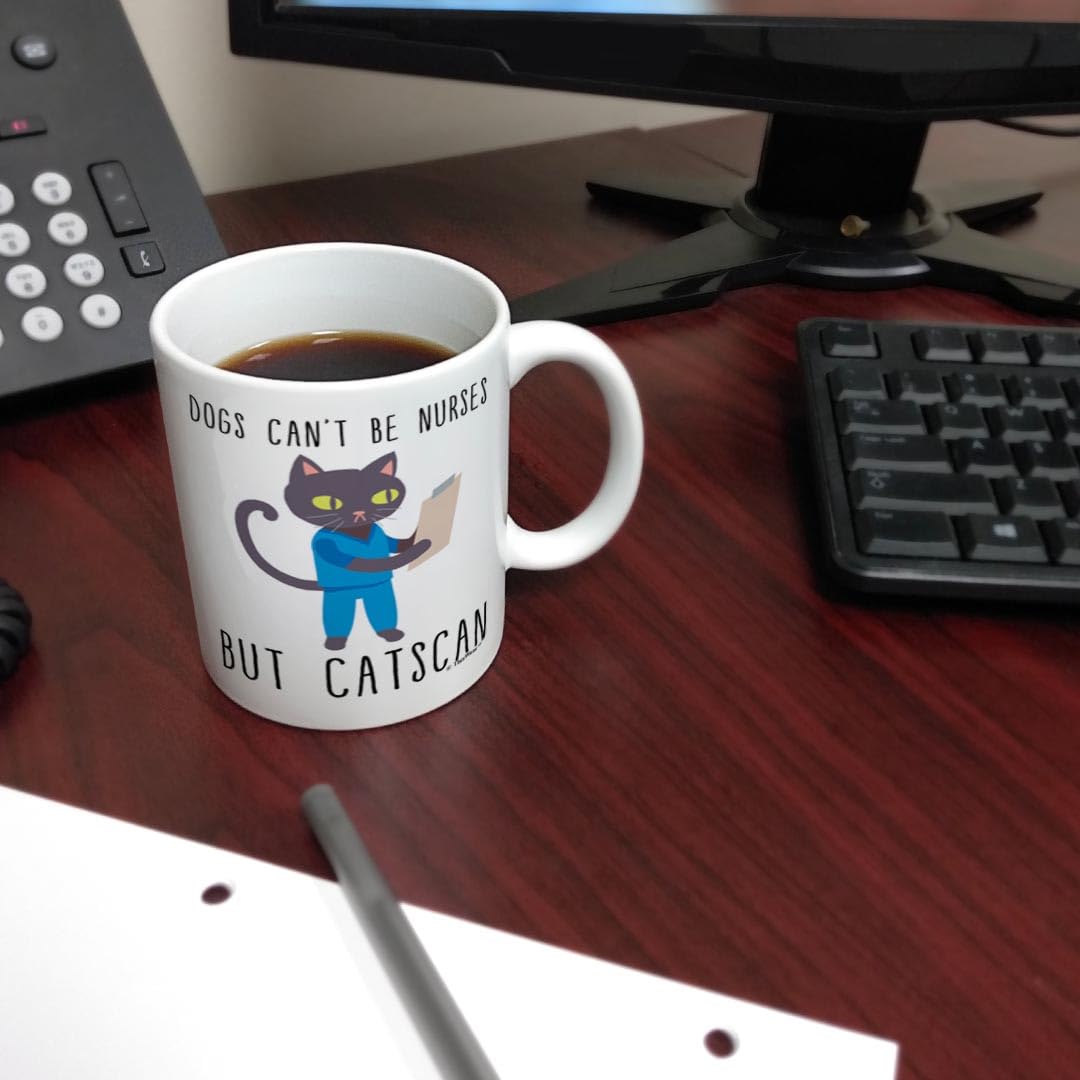 Funny Cat Coffee Mug - 11oz Ceramic Cup with Handle | Cute Cat Lover Gift for Nurses & Pet Owners | Perfect for Coffee, Tea & Office Use