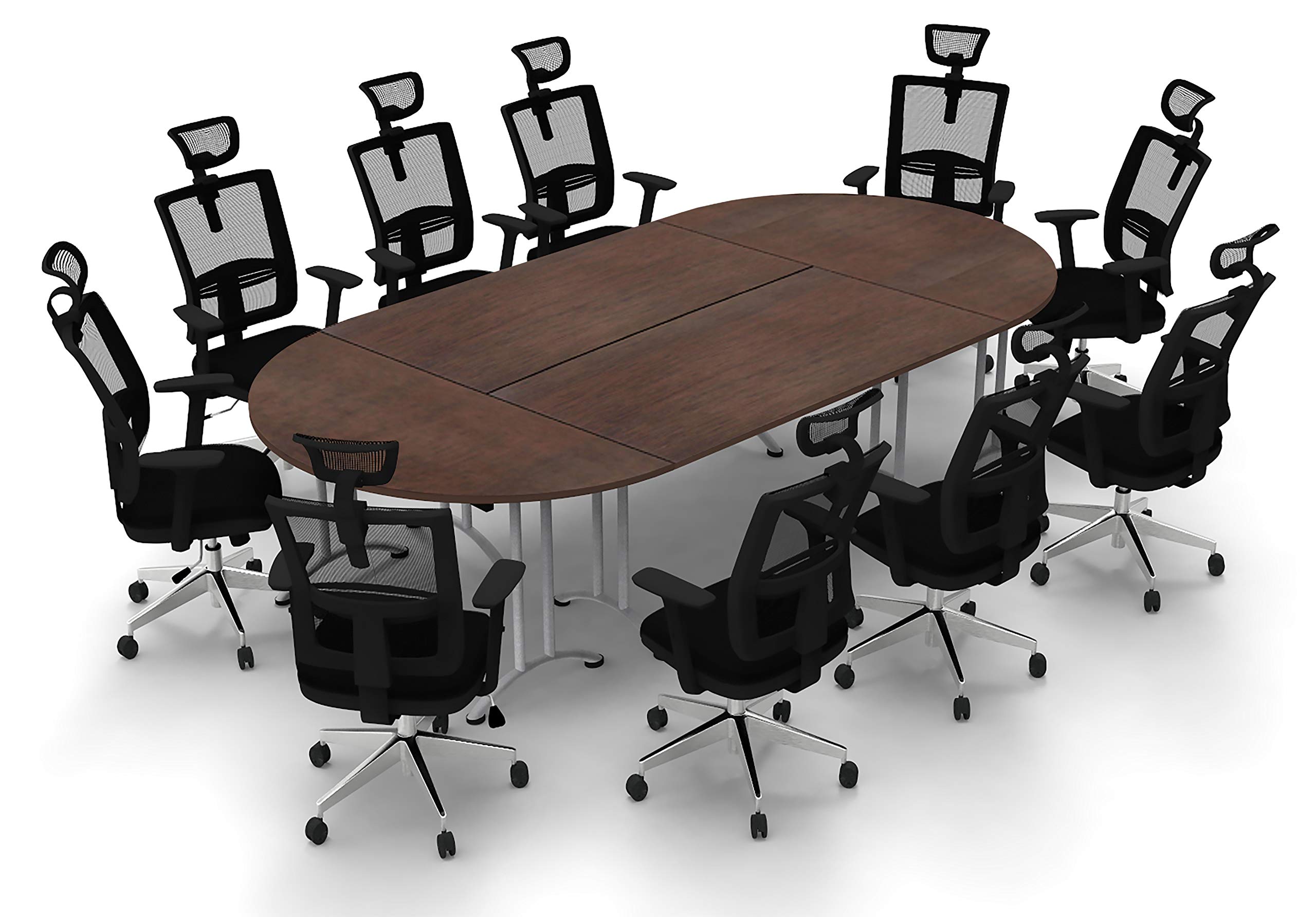 10-Person Conference Table - Compact Space Meeting & Seminar Table for Maximum Collaboration, Model 4463 (4-Piece Group, Java Color) - Commercial Grade, Ready-to-Use (Chairs Not Included) - Perfect for Office Meetings, Team Brainstorming & Small Business Conferences