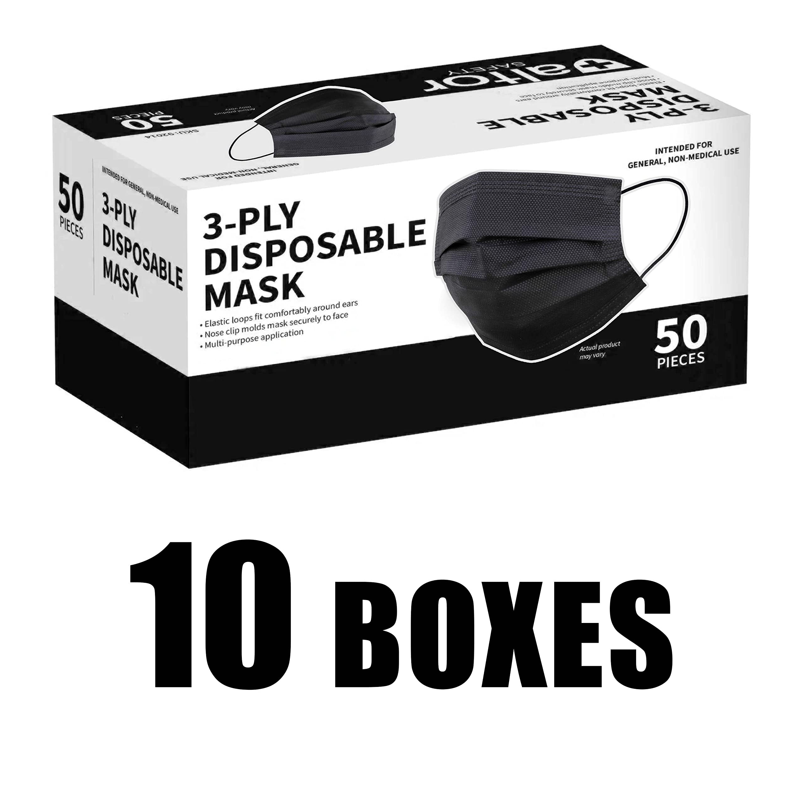 Bulk Disposable Face Masks - 50/100/200 Pack, 3-Ply Protective Masks for Adults & Kids - Soft & Breathable for Daily Use, Travel, Work, School, and Public Safety