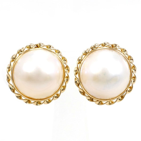 18K Yellow Gold Mabe Pearl Earrings for Women - Elegant Stud Earrings for Wedding, Party & Everyday Wear
