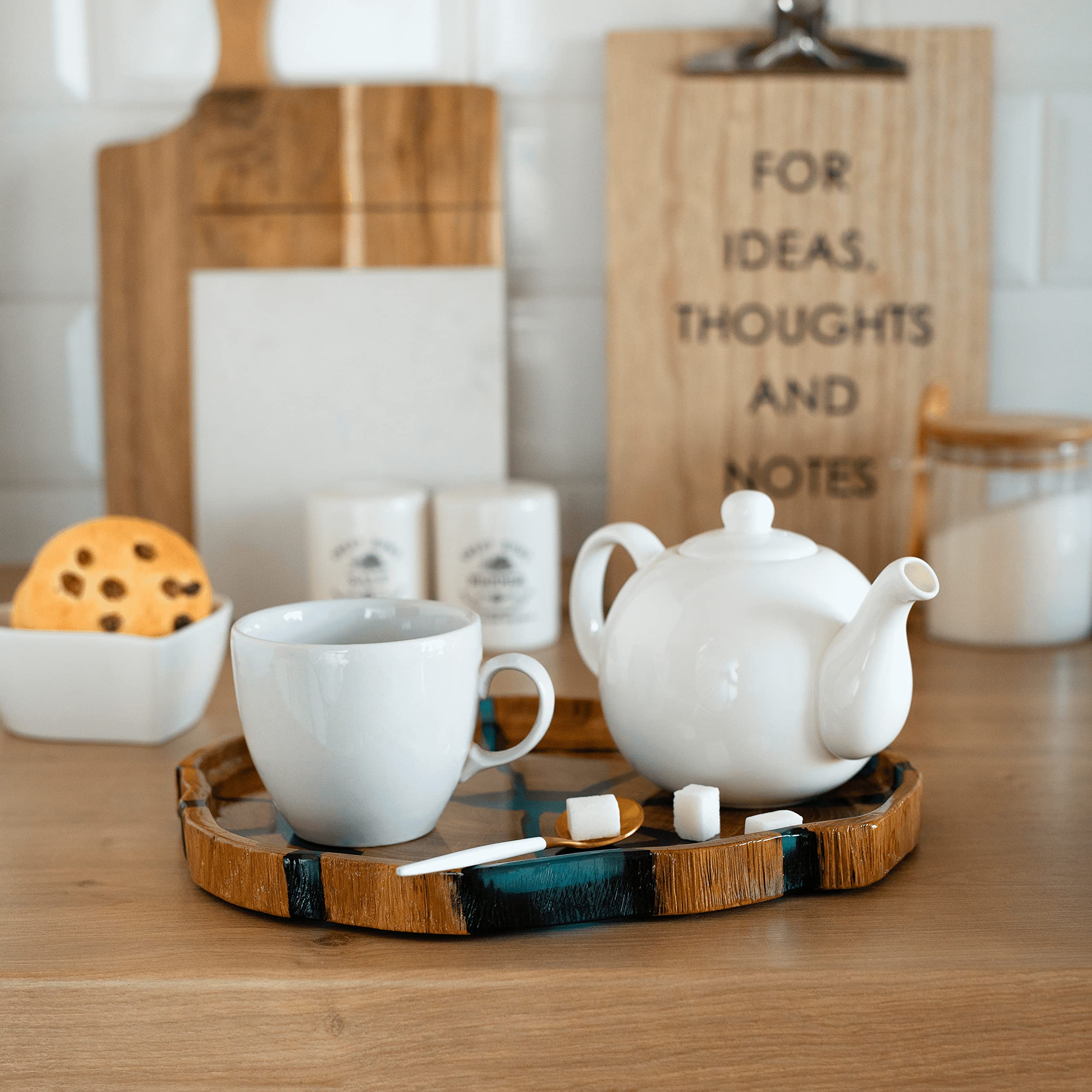 Handmade Wooden Tray with Epoxy Resin - Jewelry & Key Organizer for Home Decor