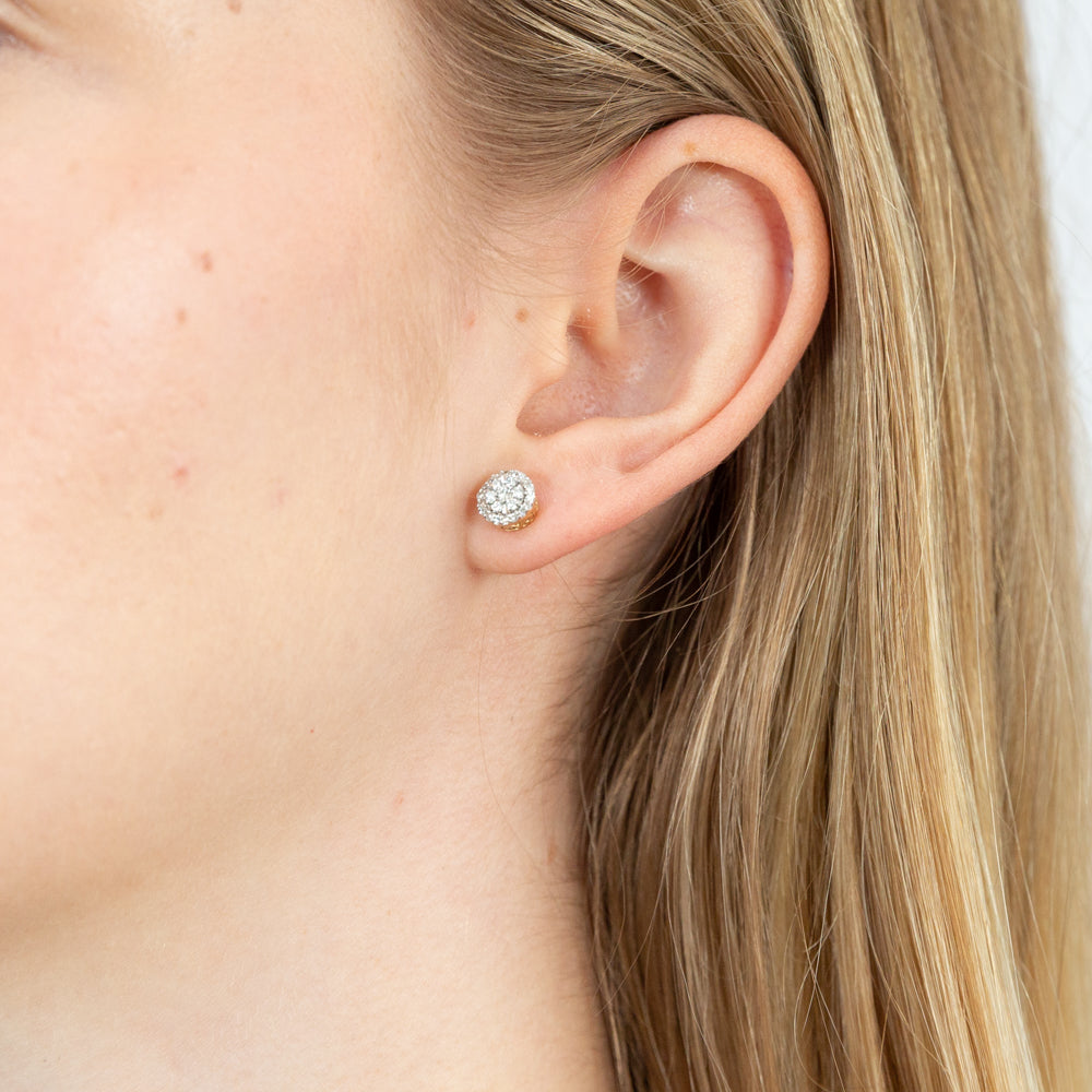 9ct Yellow Gold 1/5 Carat Lab-Grown Diamond Stud Earrings for Women - Sparkling Luminesce Diamond Jewelry for Everyday Wear & Special Occasions