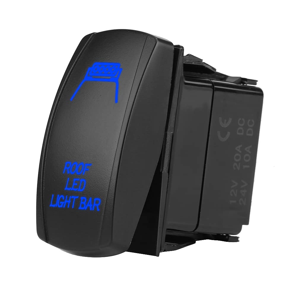 12V/24V 5-Pin Laser Rocker Toggle Switch with Blue LED Light - Waterproof ABS On/Off Switch for Car, Boat, Truck Roof Light Bars - Perfect for Off-Road, Marine & Automotive Lighting Upgrades