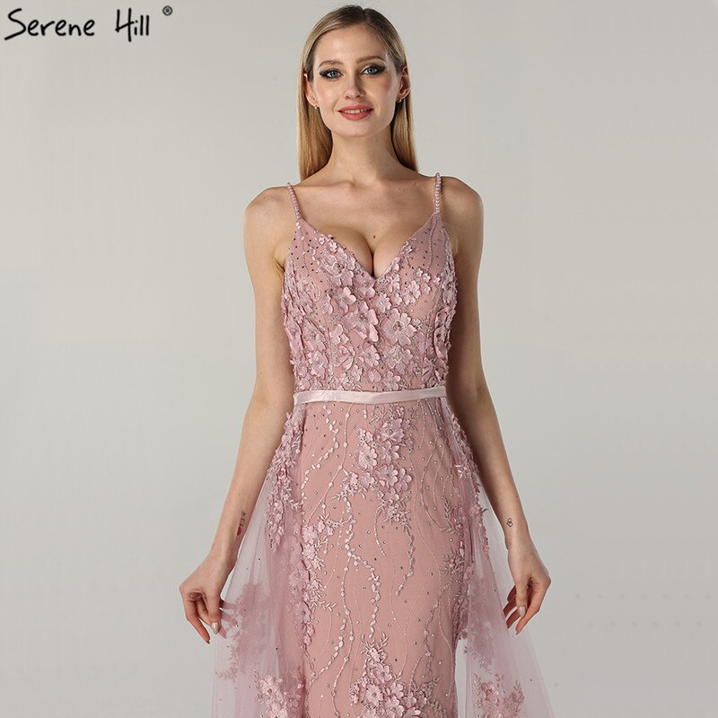 Elegant White Handmade Flower Pearl Sexy Evening Dress 2025 - Sleeveless Mermaid Gown with Luxury Lace for Formal Events, Prom, Wedding & Special Occasions - LA60711