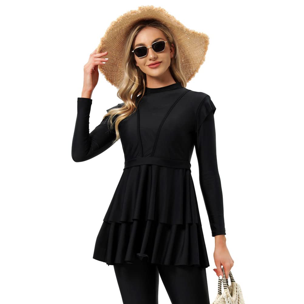 Modest Islamic Burkini Swimwear for Women - Full Coverage Hijab Swimsuit with Swim Cap & Pants - Perfect for Beach, Pool & Water Sports