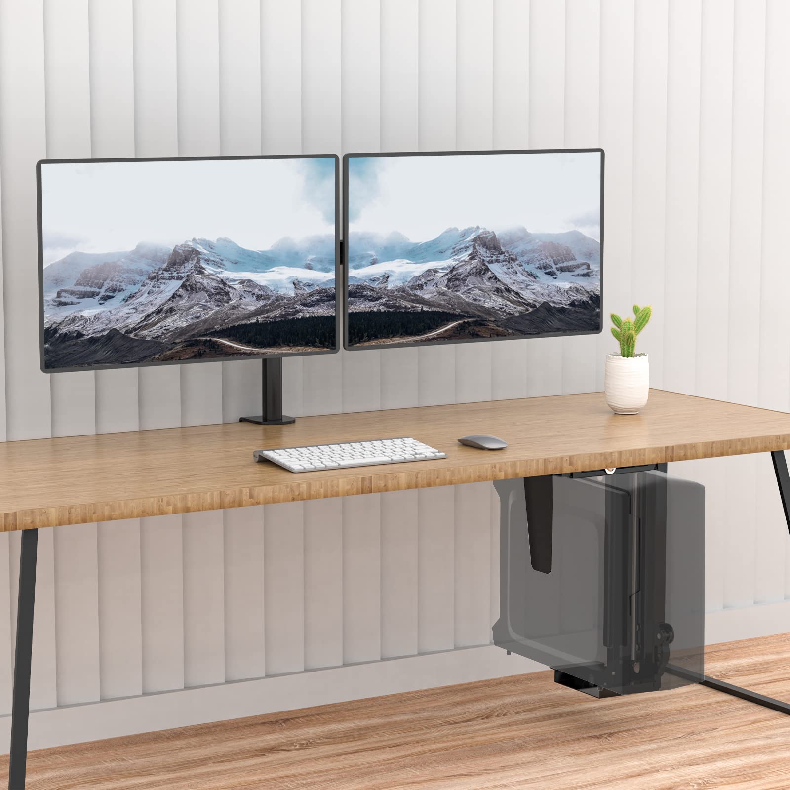 WALI Under Desk Computer Mount - Adjustable PC Case Holder with 360° Swivel & Secure Lock System (PCH001, Black) | Perfect for Home Office & Gaming Setup Space Saving Solution