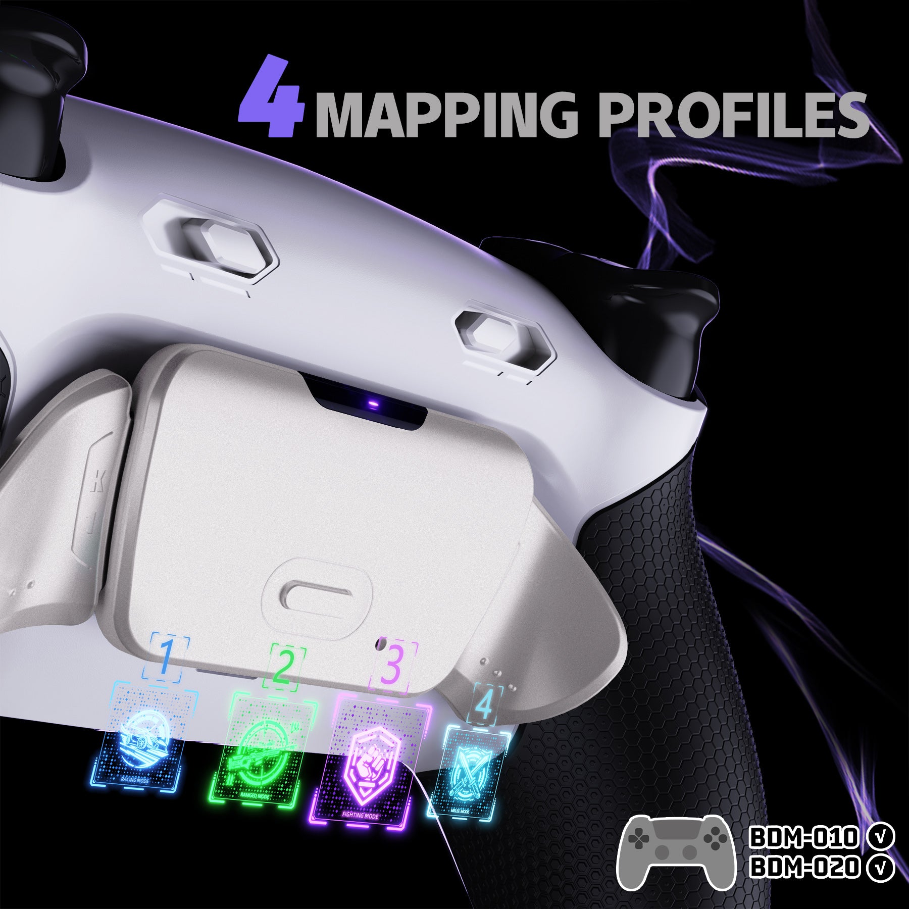 eXtremeRate Real Metal Buttons (RMB) RISE Plus MAX Back Paddles Kit with Clicky Trigger Stops & Rubberized Grip for PS5 Controller BDM-010/020 - White, Black, Silver - Perfect for Competitive Gaming & Enhanced PS5 Controller Performance