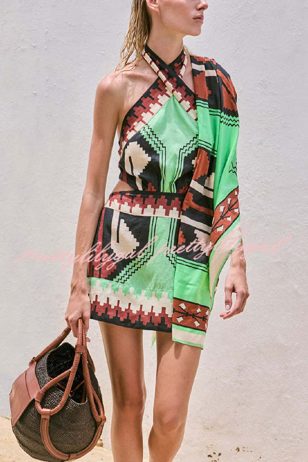 Stylish Floral Print Sexy Halter Backless Mini Dress for Women | Summer Beach Party, Vacation, Club Wear