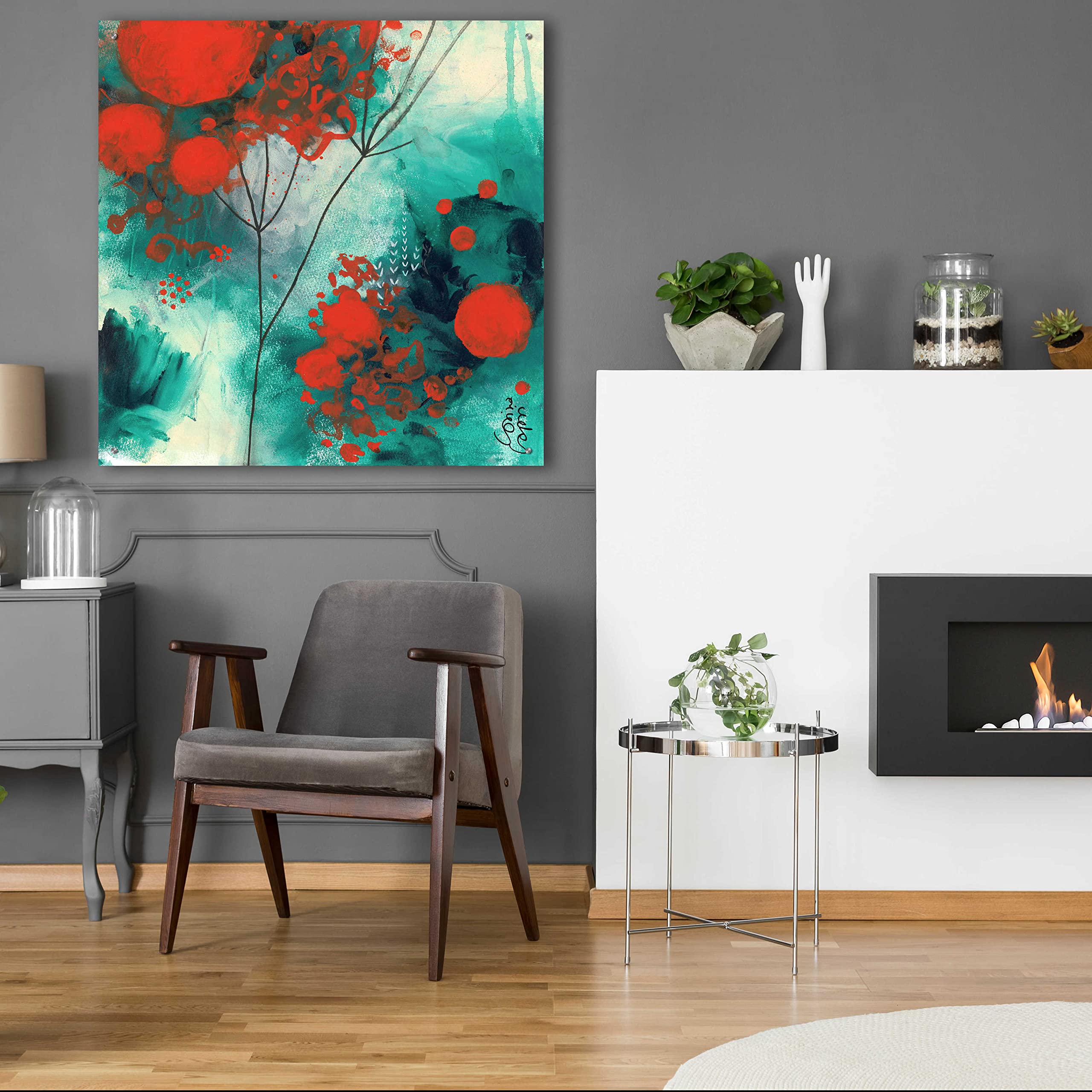 Corina Capri Winter Solstice Acrylic Glass Wall Art - 36x36 Inch Modern Abstract Painting for Living Room, Bedroom & Office Decor
