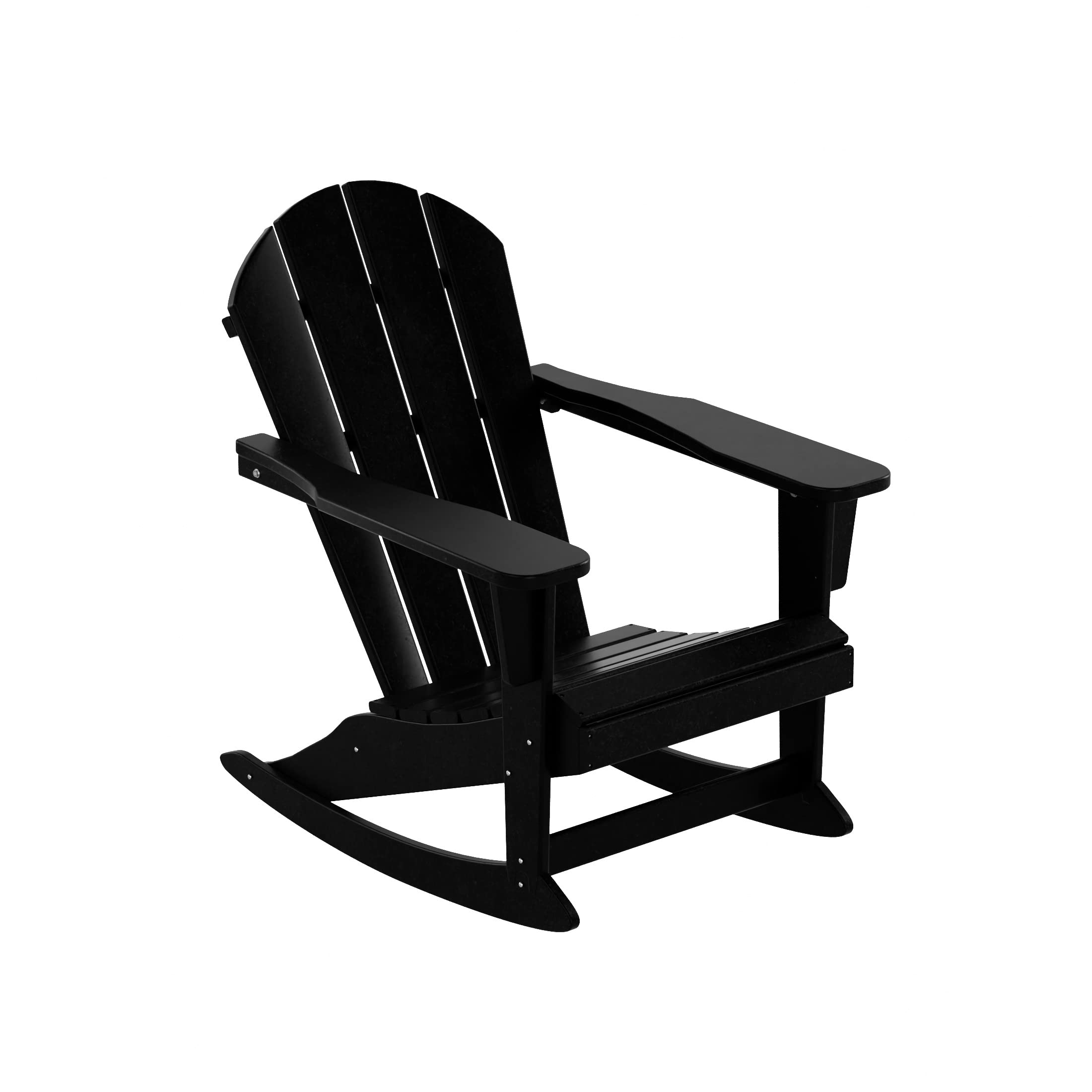 WO Home Furniture 3-Piece Patio Rocking Chair Set - Classic Outdoor Adirondack Rocker Chairs with Matching Table (Black) - Perfect for Backyard, Garden, Porch & Poolside Relaxation