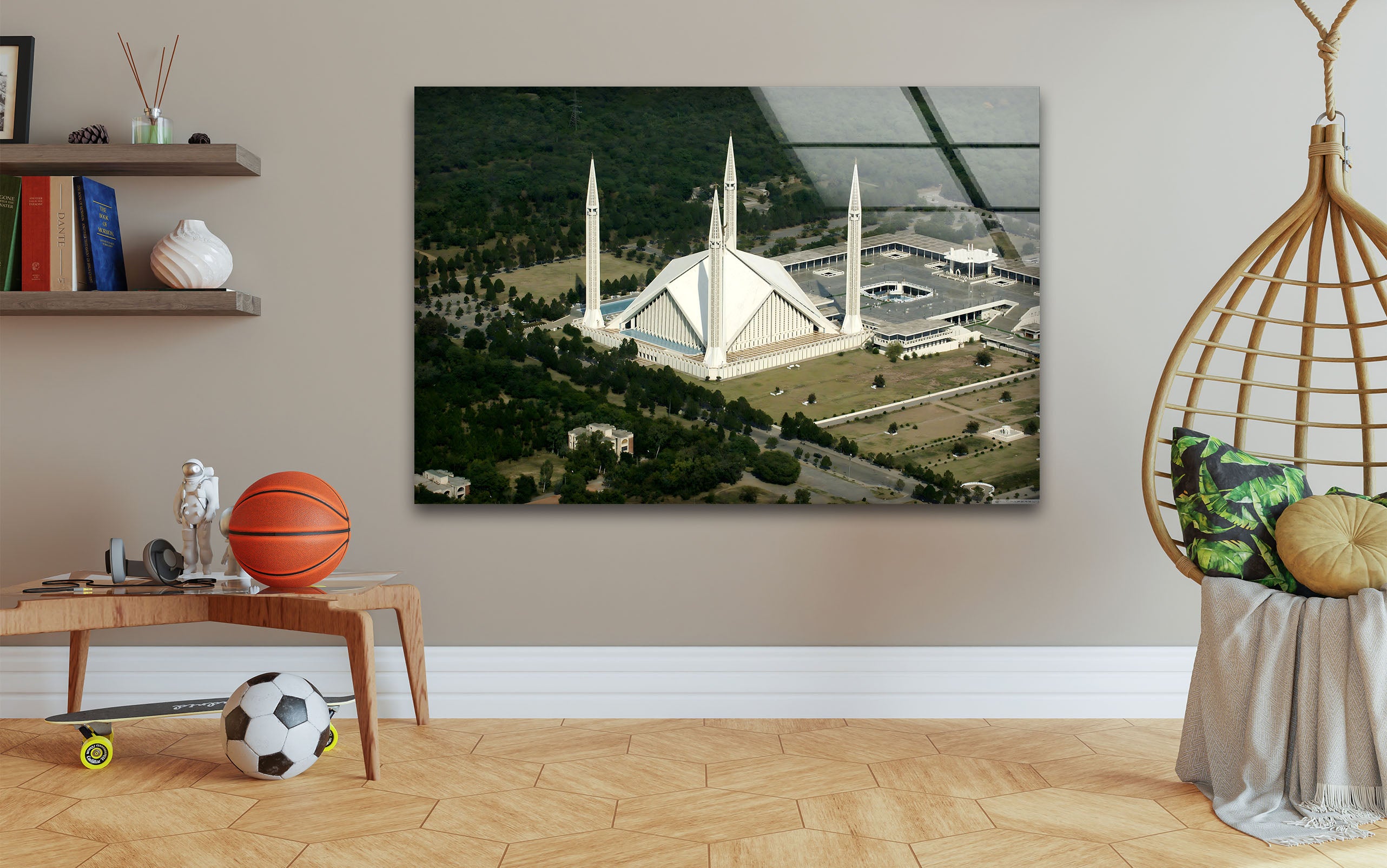 Stunning Aerial View Glass Wall Art - Iconic Landmark Panoramic Print - Perfect for Living Room, Office & Home Decor