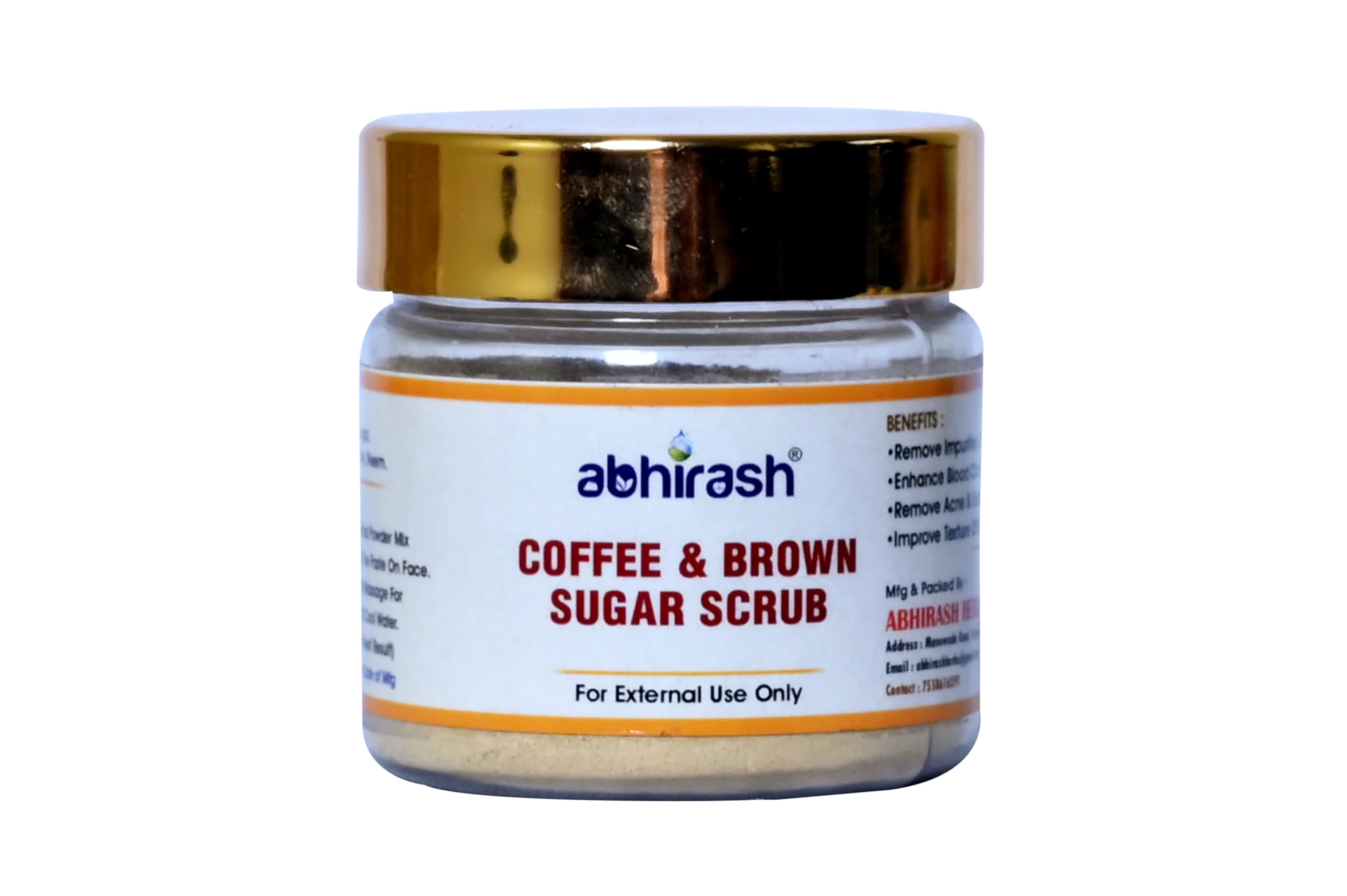 ABHIRASH HERBS Coffee Brown Sugar Scrub - 50g Exfoliating Face & Body Scrub for Soft Skin - Natural Skincare for Dry Skin & Cellulite Reduction - Perfect for Spa Day & Self Care Routine