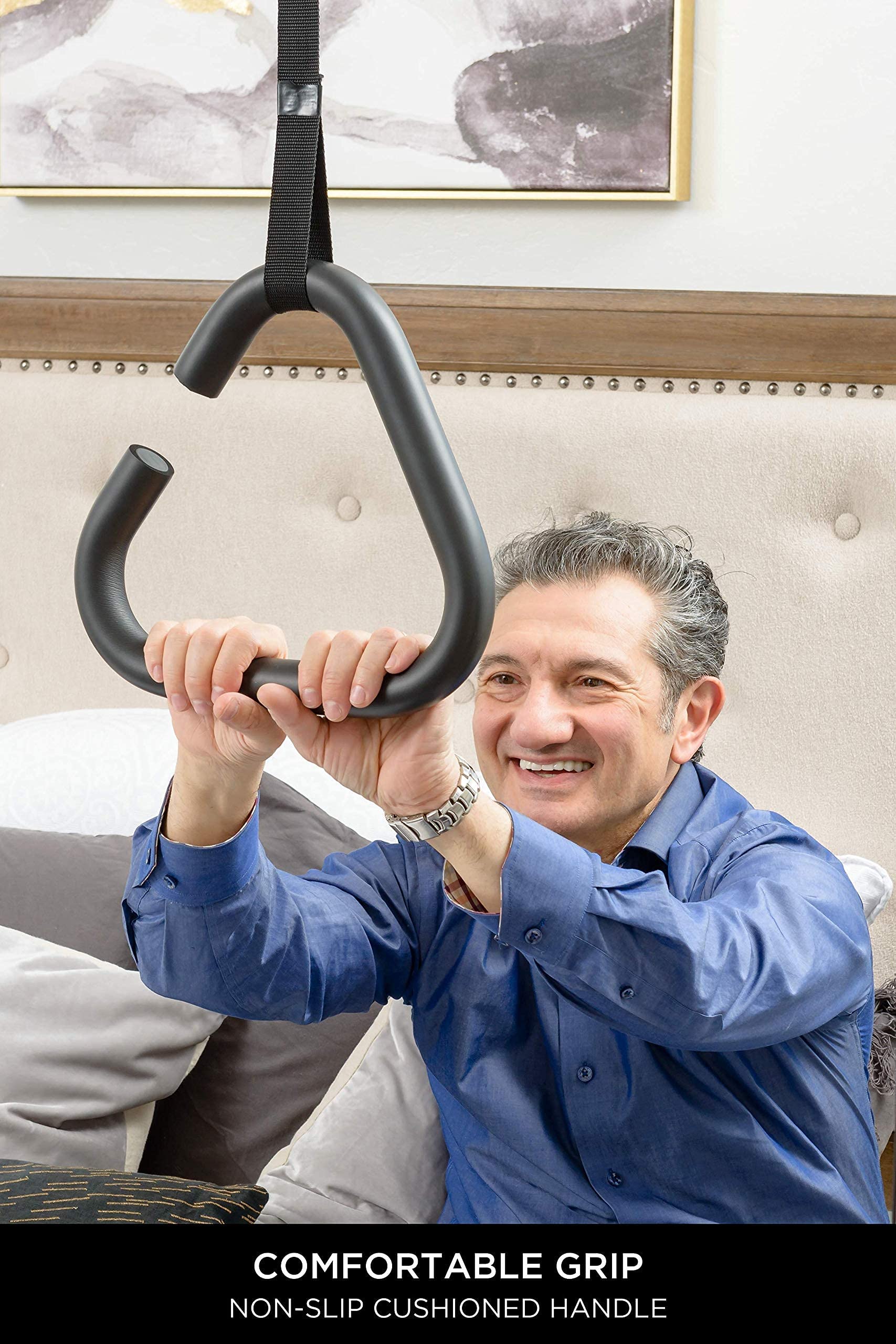 Signature Life Trapeze Grab Bar - Compatible with Signature Life Sure Stand Pole - Durable Graphite Finish - Bathroom Safety Handle for Seniors & Disabled - Shower & Toilet Support Bar