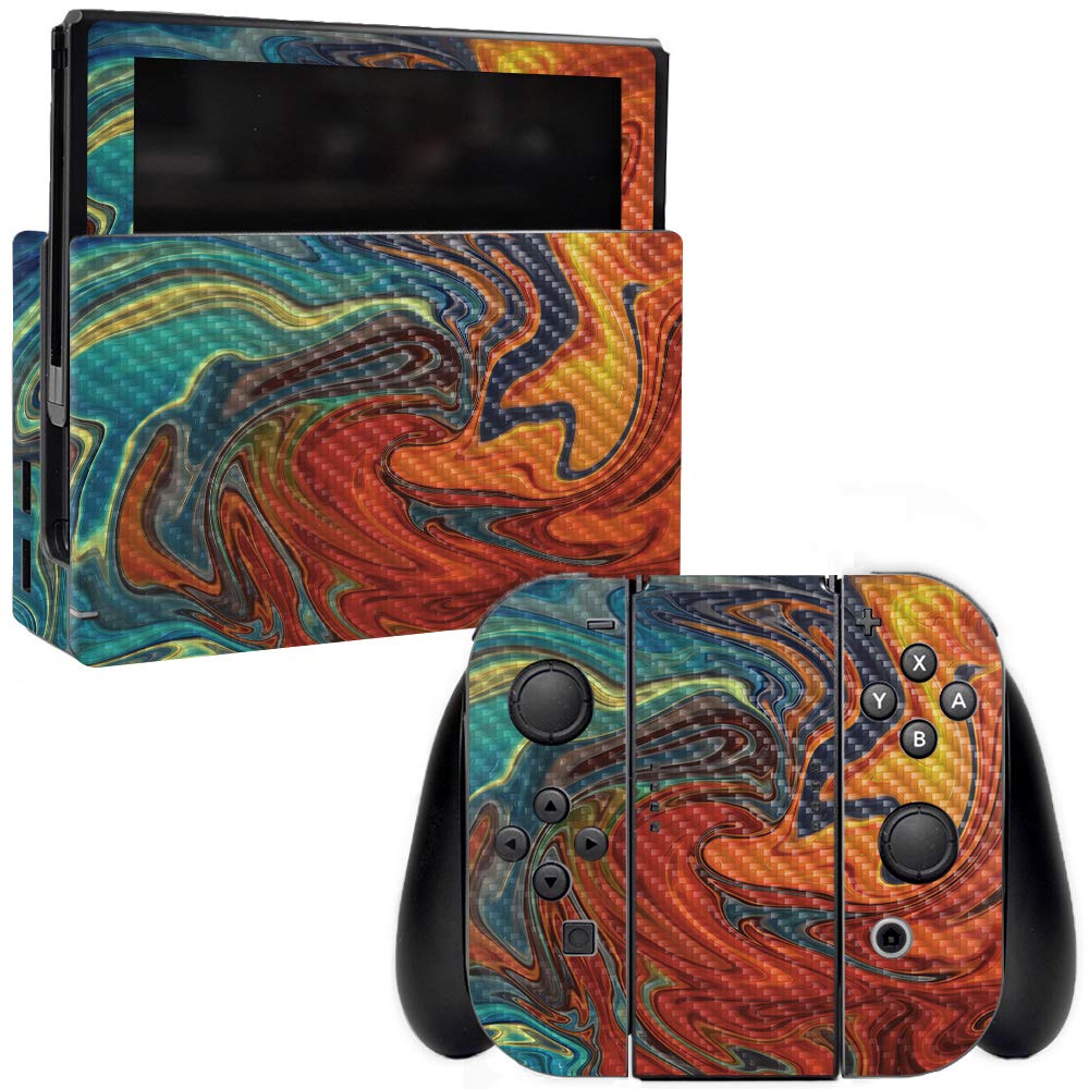 Premium Carbon Fiber Skin for Nintendo Switch - Lava Water Design | Protective & Durable Textured Cover | Easy to Apply & Remove | Made in USA | Perfect for Gaming Protection & Style Enhancement