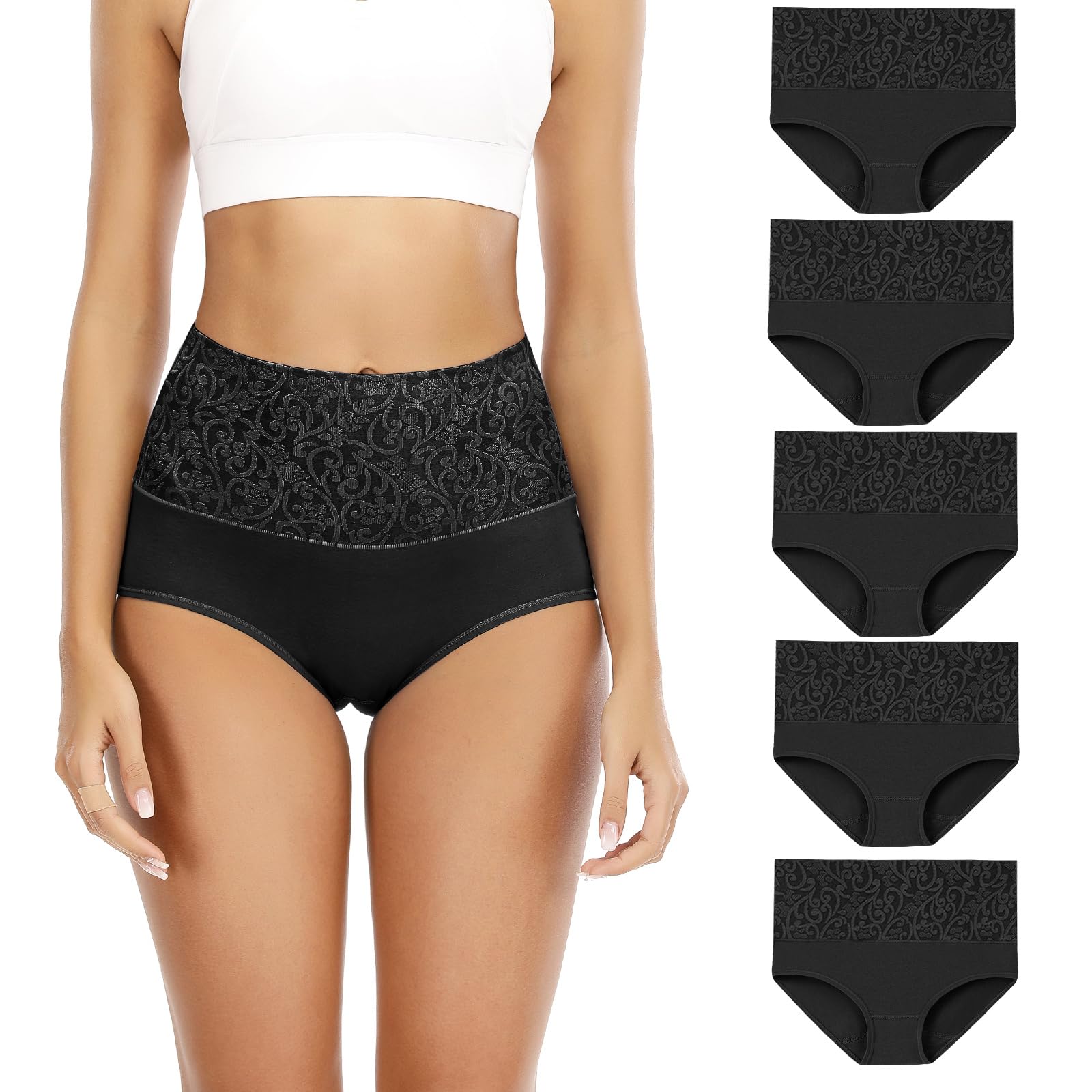 Senllori Women's Cotton High Waist Underwear - Soft Breathable Panties for Ladies, Plus Size Briefs Multipack (3/5 Pack) - Perfect for Daily Wear, Yoga & Comfortable Sleep
