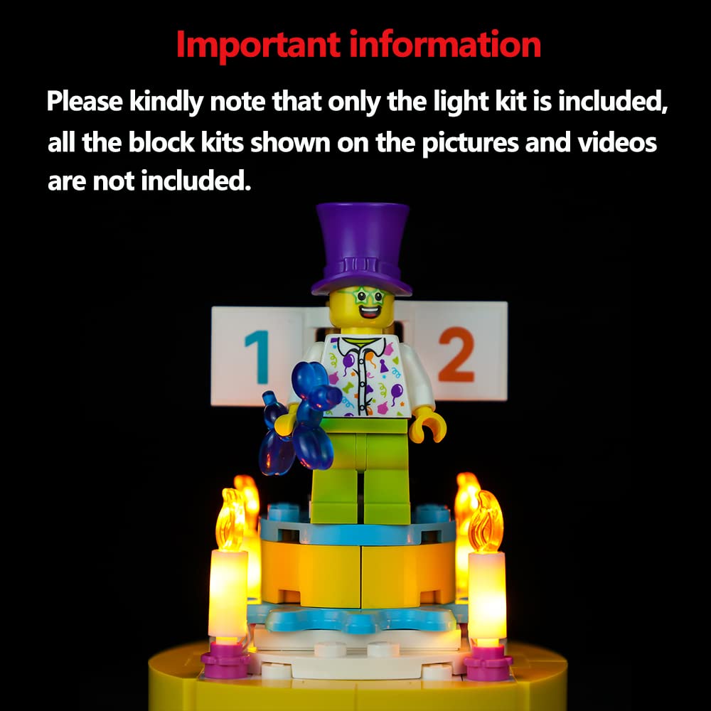 Kyglaring LED Lighting Kit for Lego 40382 Birthday Cake Building Set - Sound Version | Compatible with Lego Birthday Party Decorations | Perfect for DIY Lego Cake Illumination & Party Room Lighting