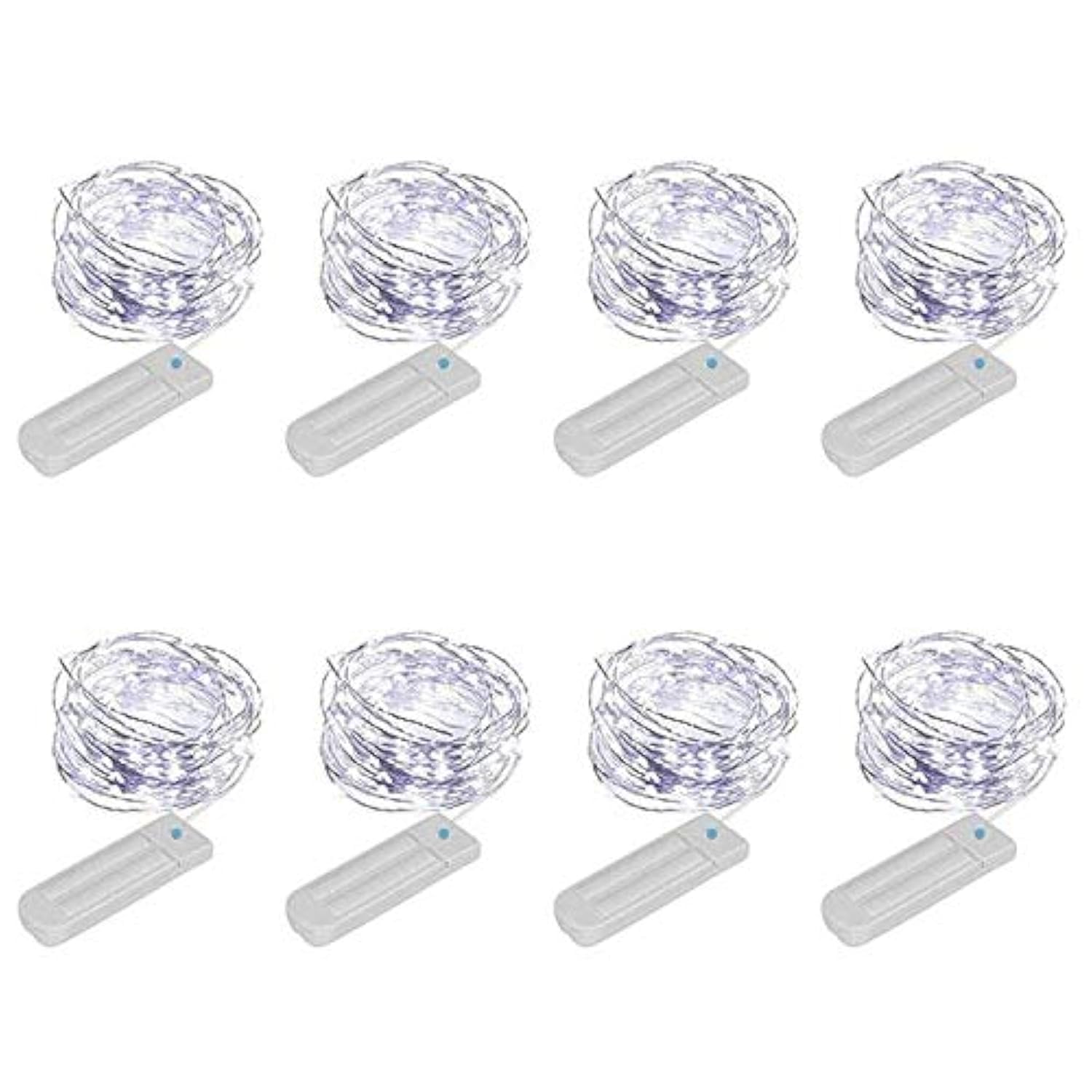 8 Pack 60 LED Fairy Lights with Timer - Battery Operated String Lights (7 Modes, Waterproof) for Wedding, Party, Mason Jar & Christmas Decorations (Cold White) | Indoor & Outdoor Use, Home, Garden, Bedroom, Patio Lighting