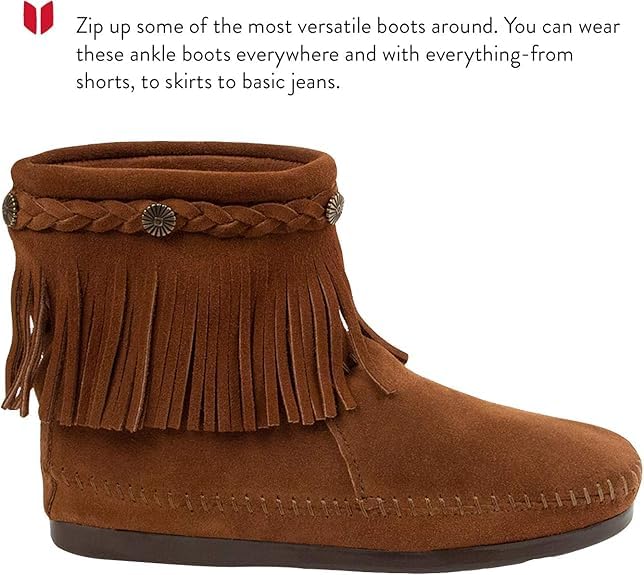 Minnetonka Women's High Top Back Zip Boots - Genuine Leather Ankle Booties for Women | Comfortable & Stylish for Fall, Winter & Casual Outfits