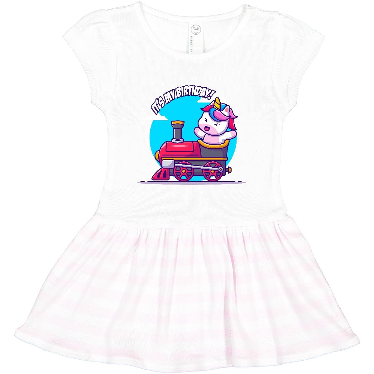 Inktastic Unicorn Birthday Train Toddler Dress - Cute Girls' Outfit for Birthday Parties, Photo Shoots & Special Occasions